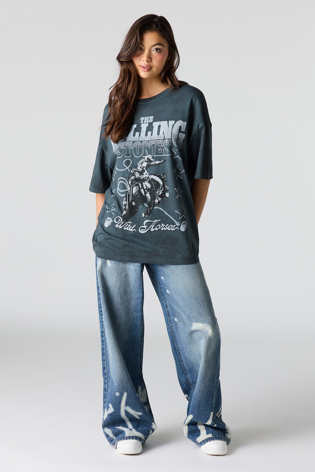 Oversized The Rolling Stones Graphic Washed T-Shirt