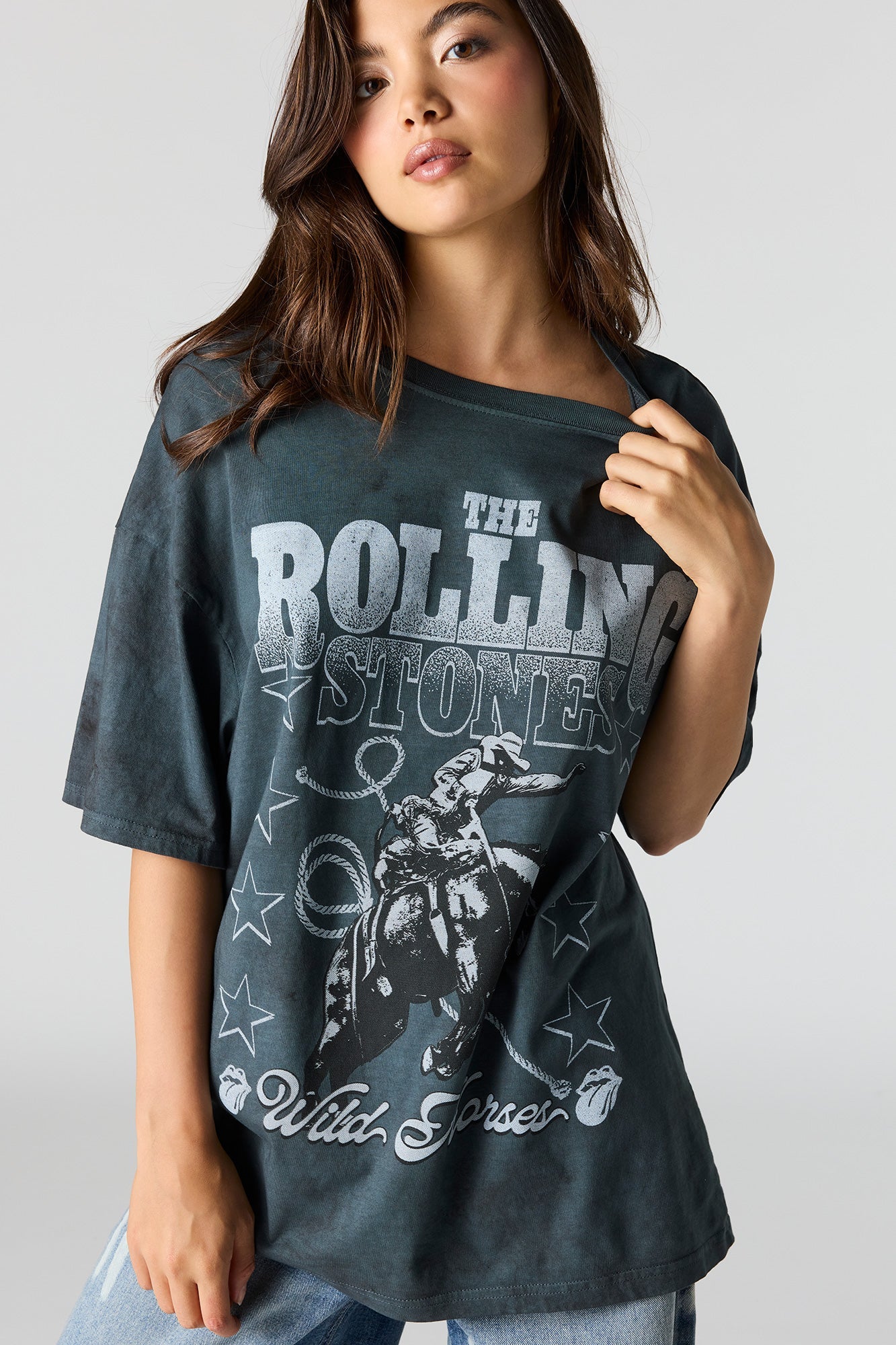 Oversized The Rolling Stones Graphic Washed T-Shirt