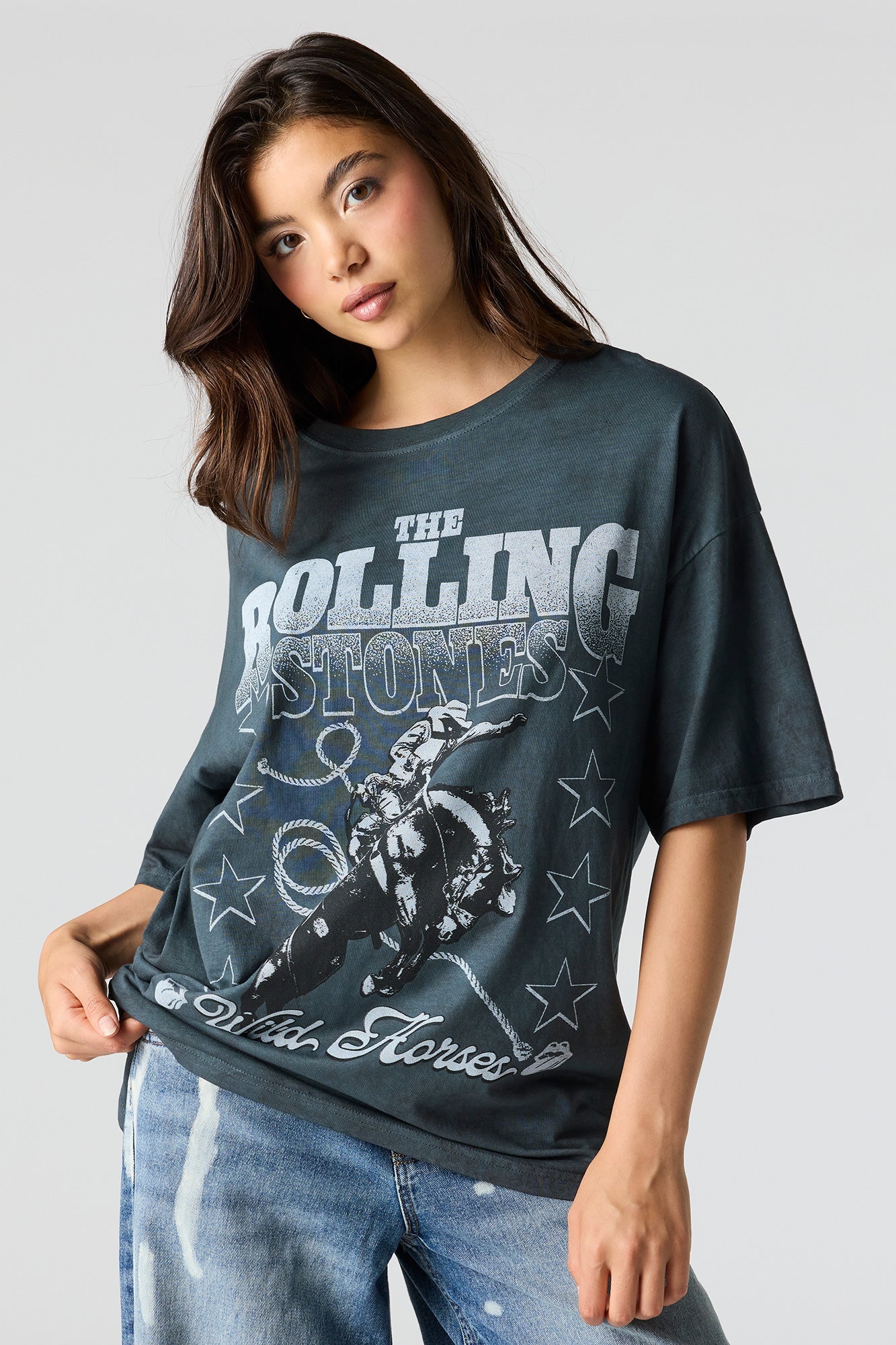 Oversized The Rolling Stones Graphic Washed T-Shirt