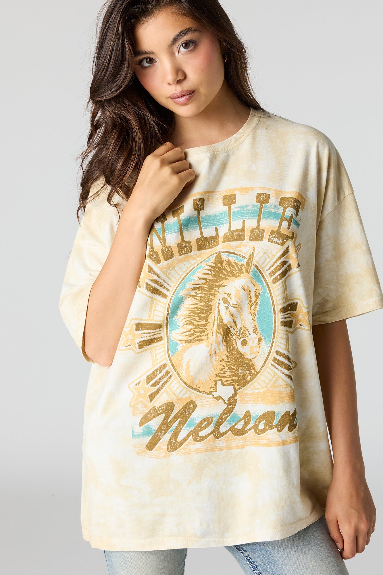Oversized Willie Nelson Graphic Washed T-Shirt