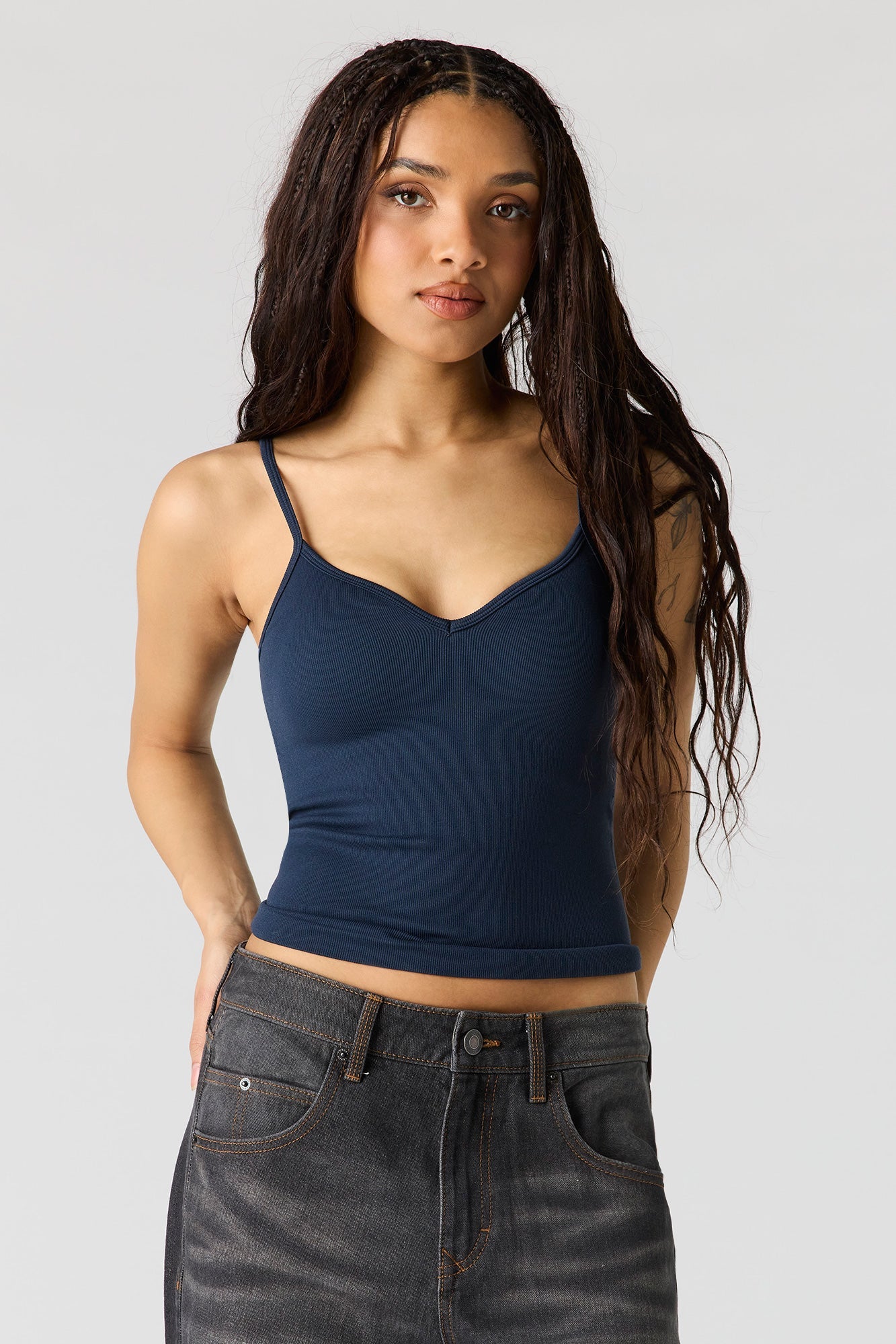 Braless Seamless Ribbed V-Neck Cami