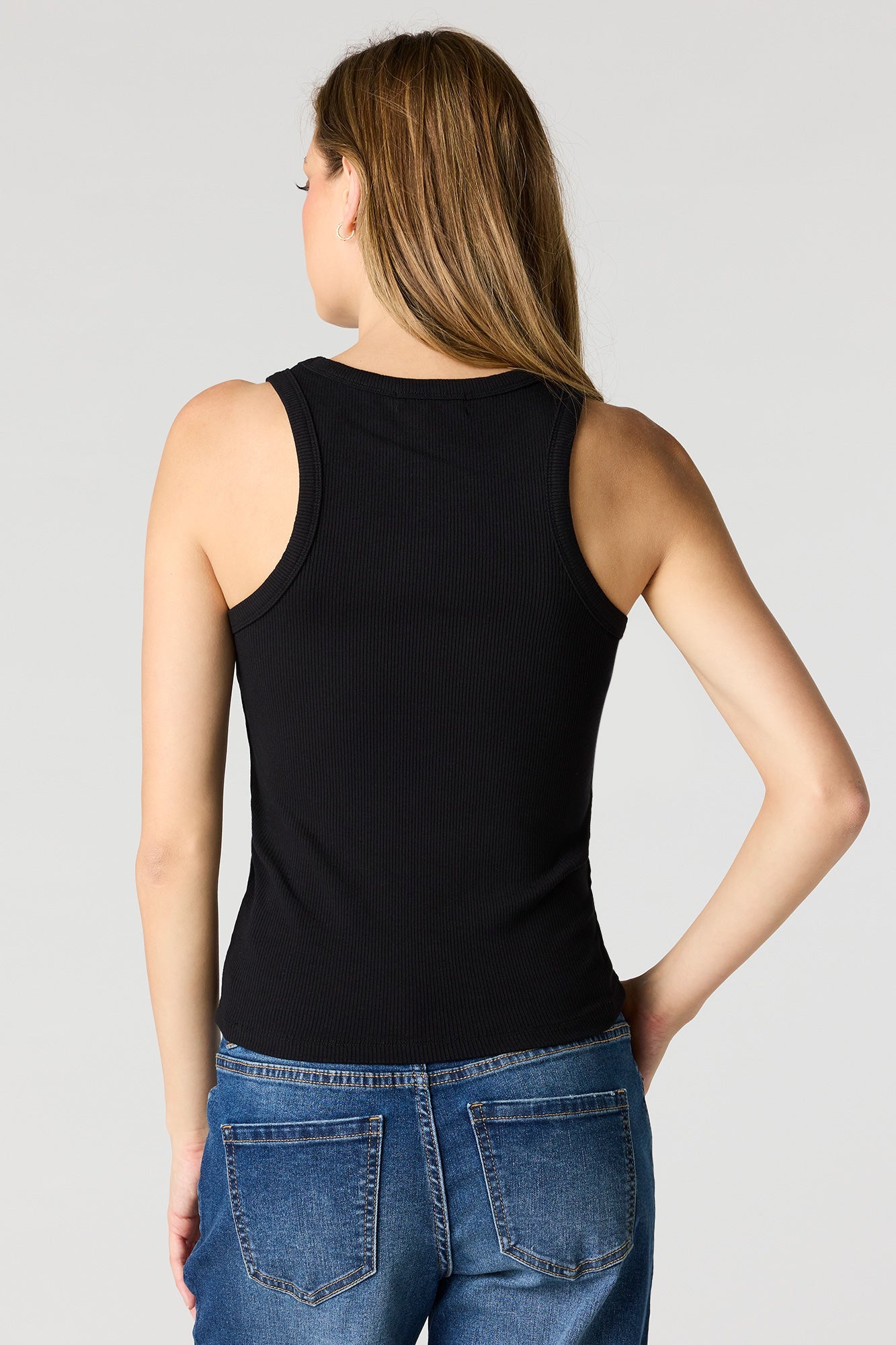 Ribbed High Neck Tank