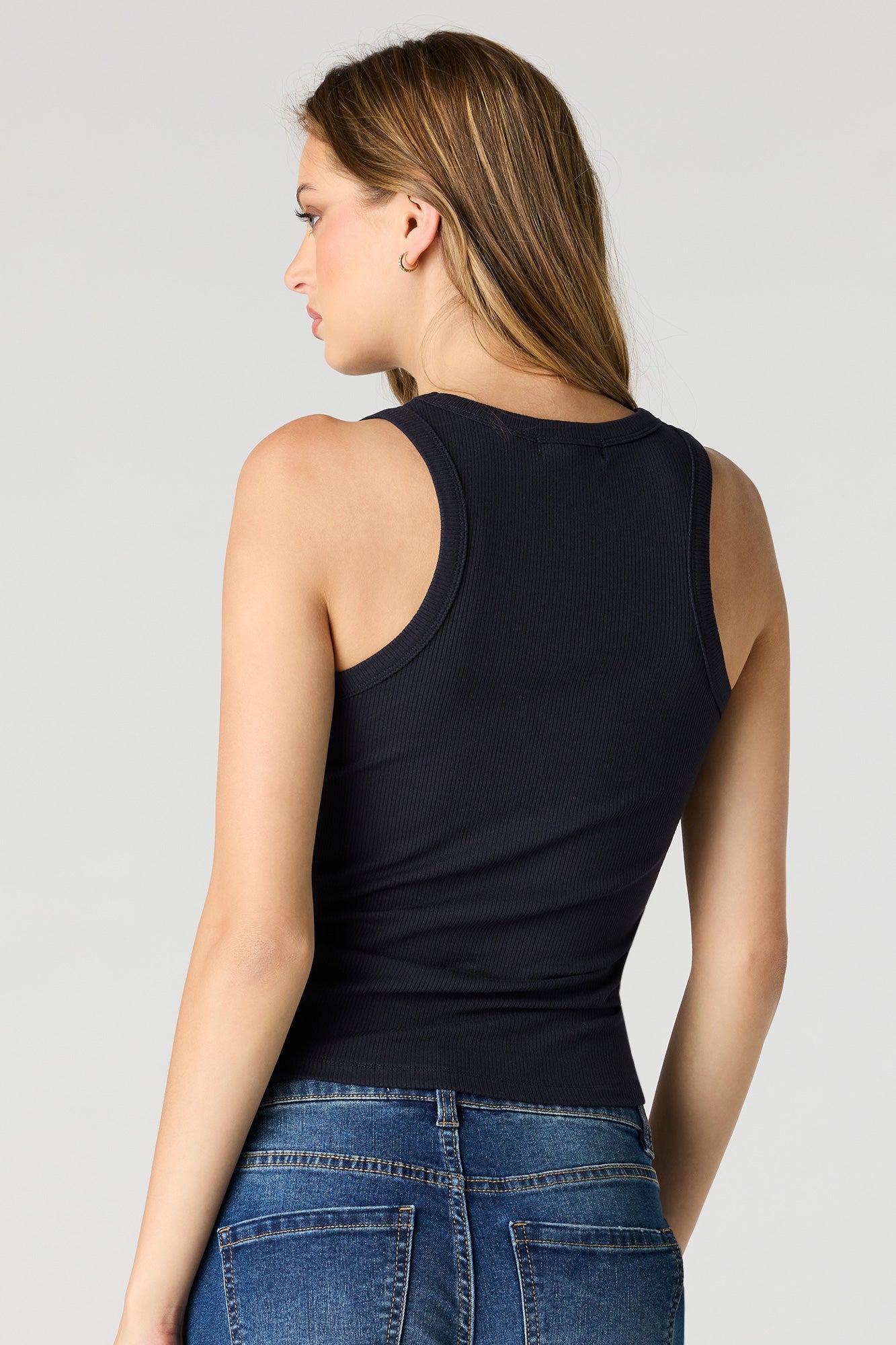 Ribbed High Neck Tank