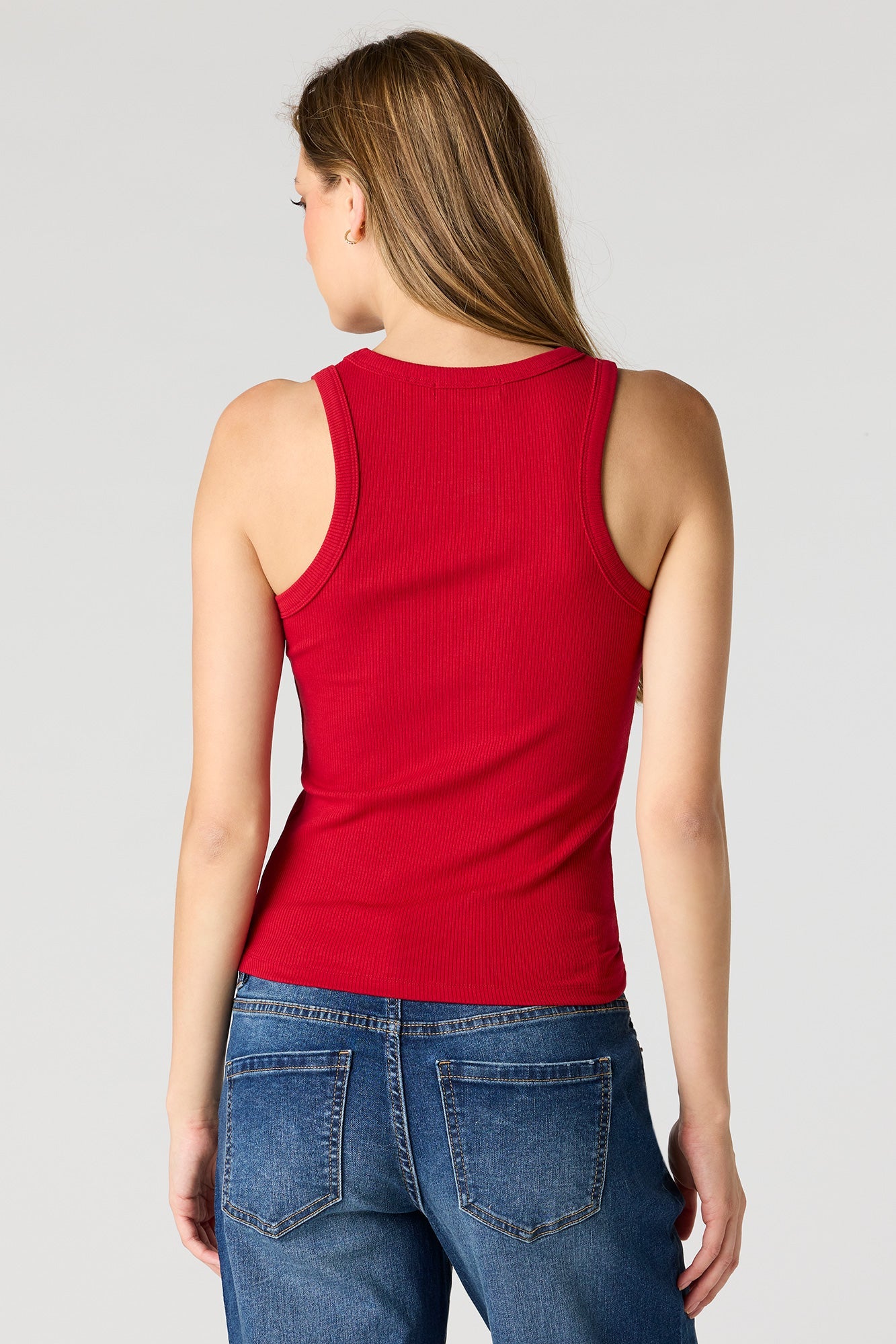 Ribbed High Neck Tank