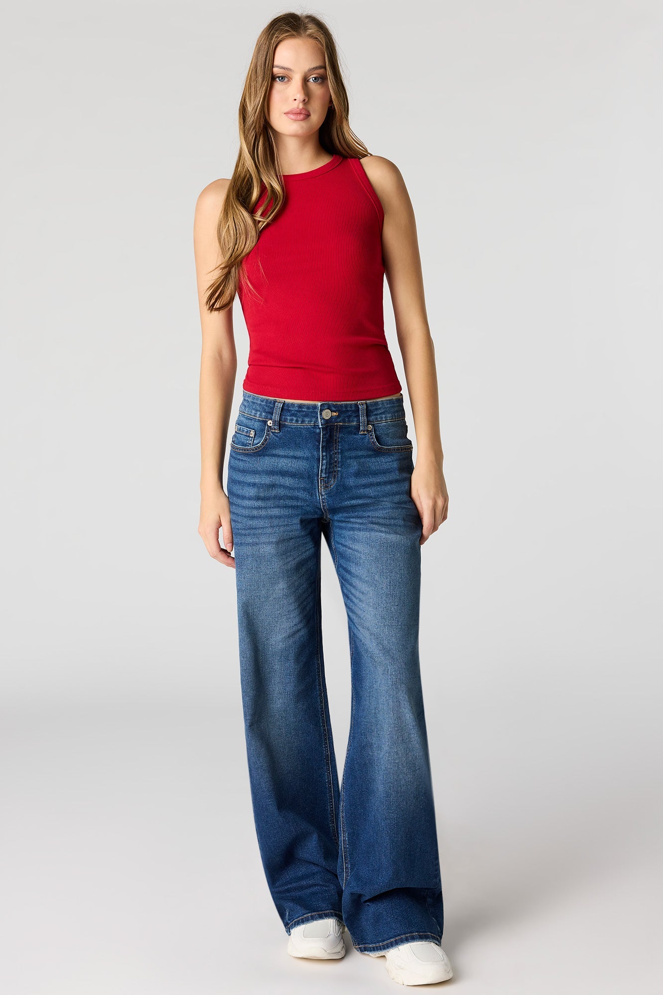 Ribbed High Neck Tank