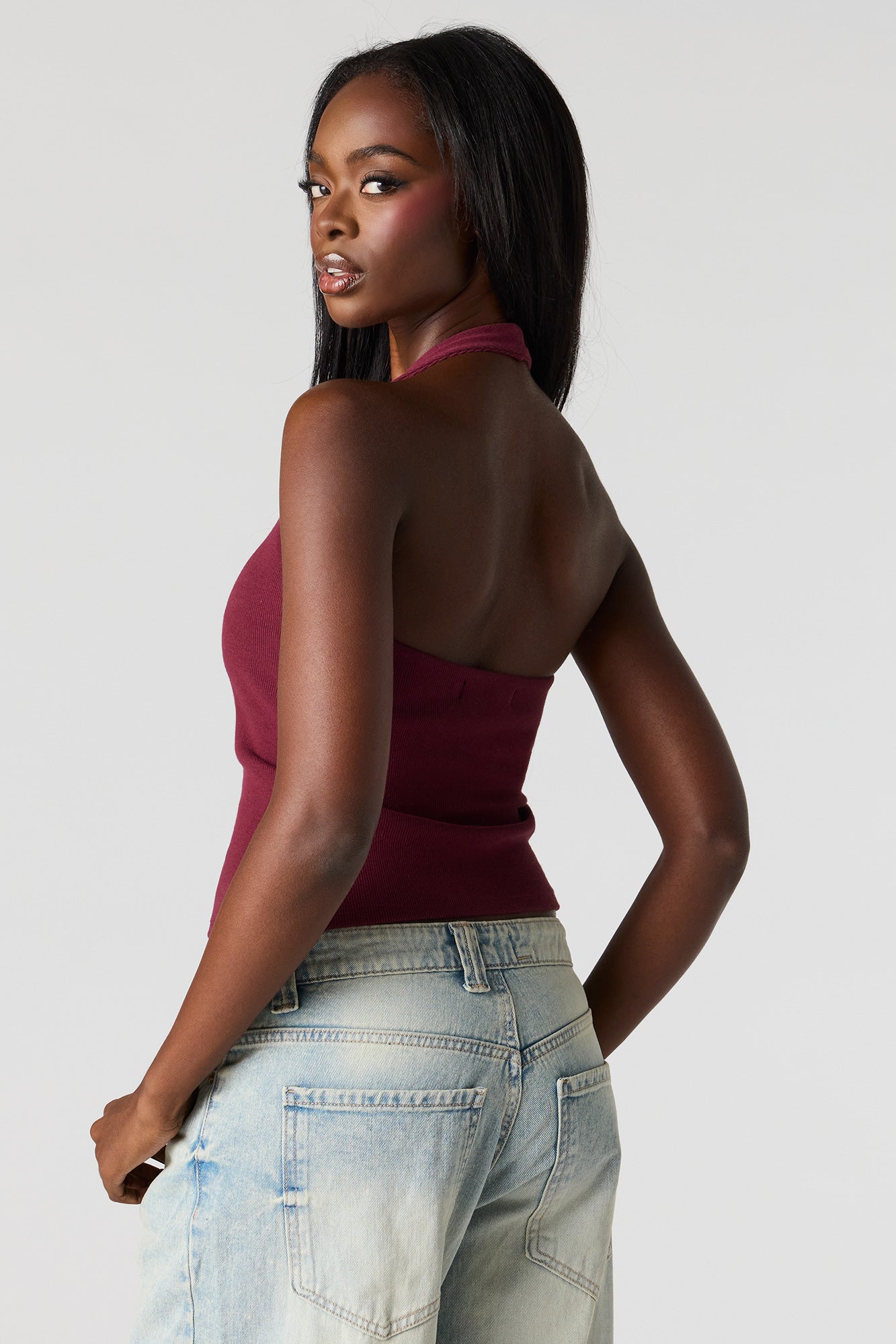 Braless Ribbed Halter Top