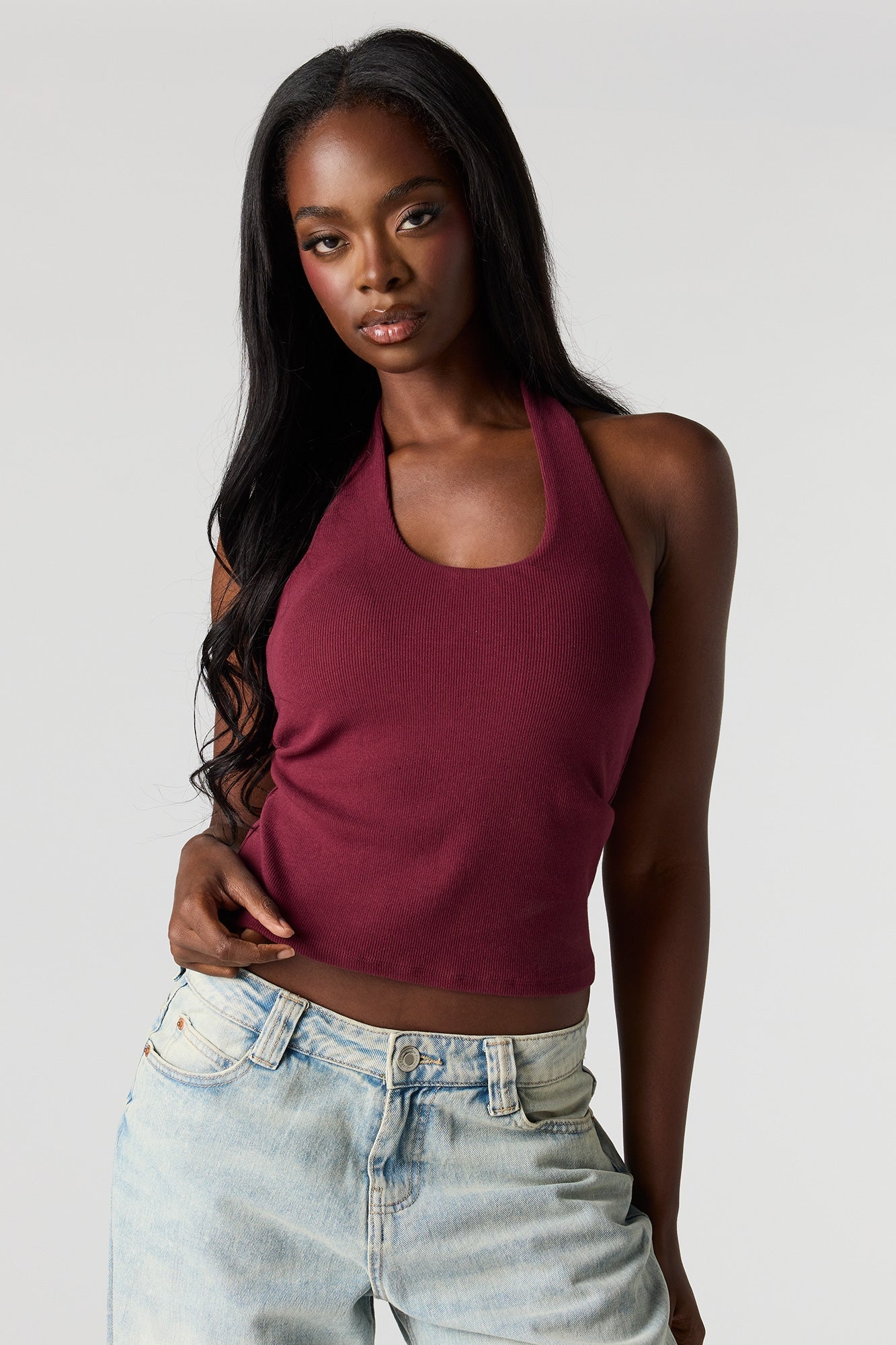 Braless Ribbed Halter Top