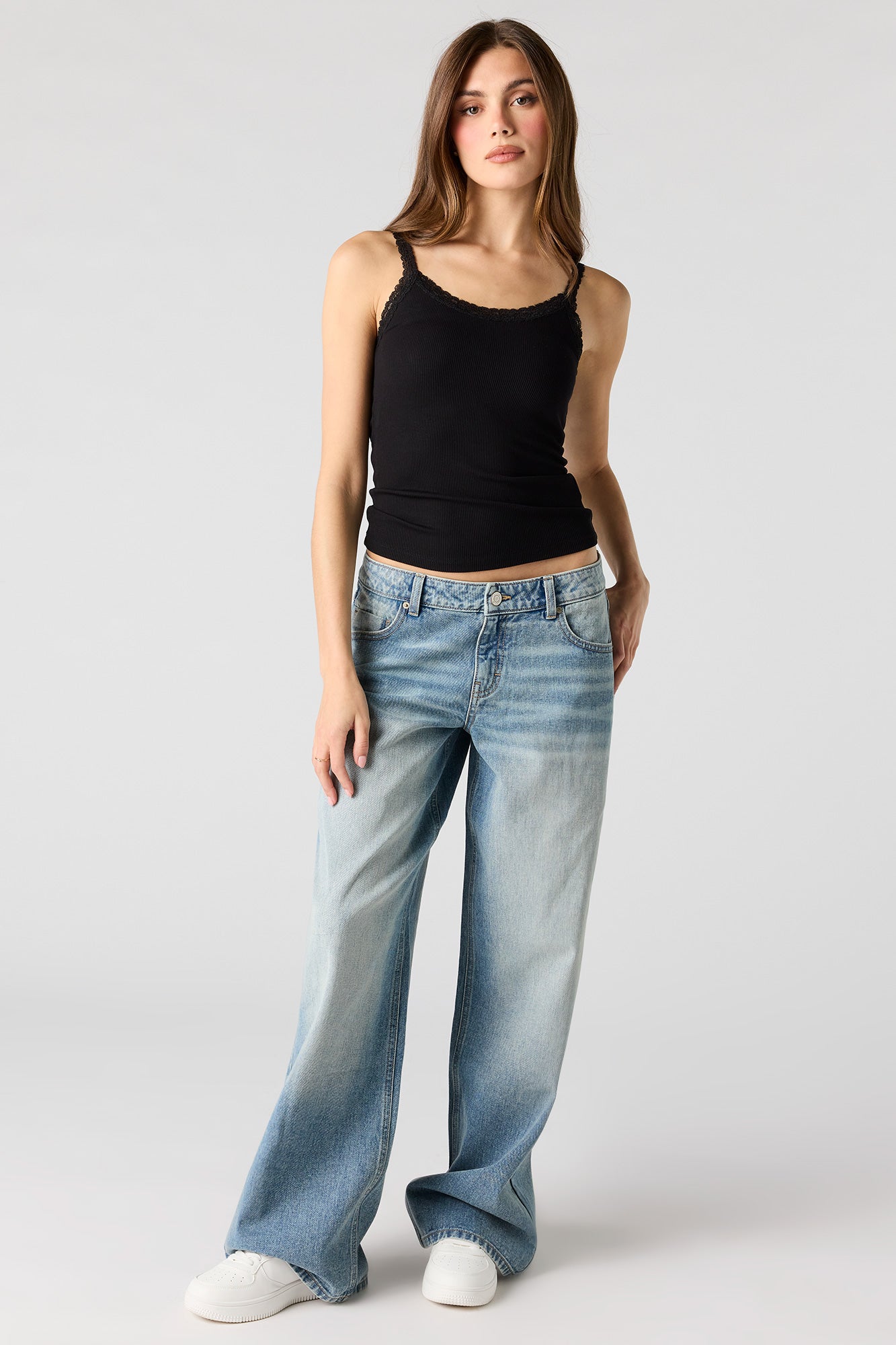 Ribbed Scoop Neck Lace Tank