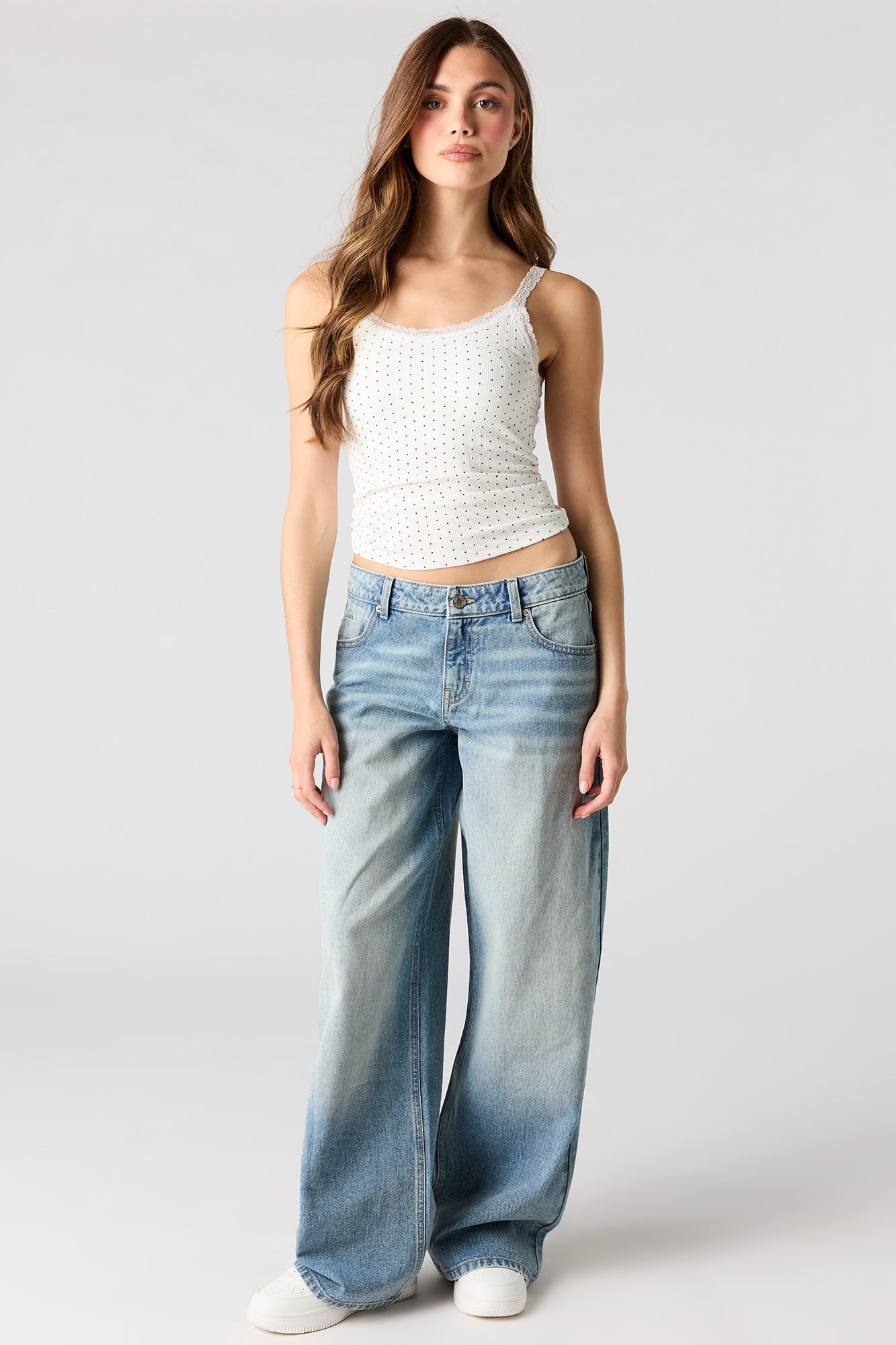 Ribbed Scoop Neck Lace Tank