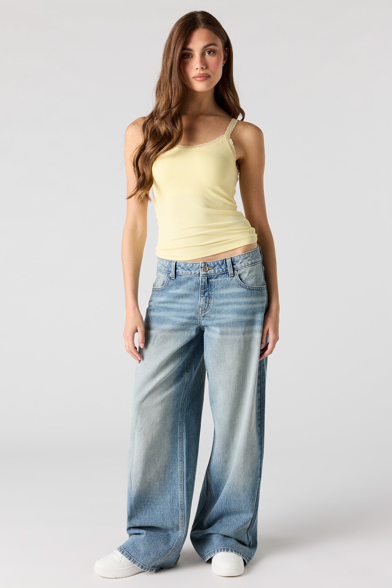 Ribbed Scoop Neck Lace Tank