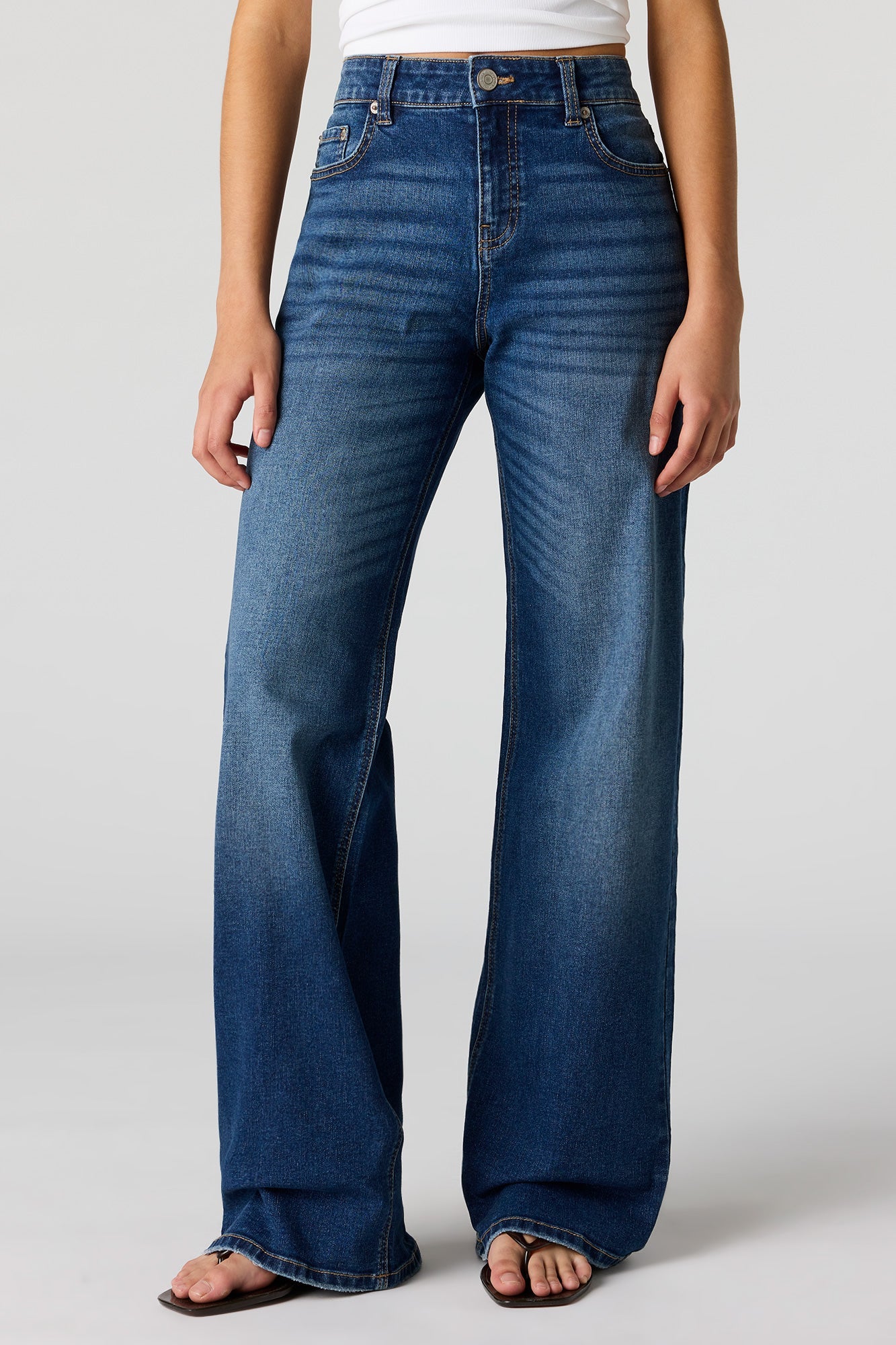Paris Stretch High Rise Wide Leg Dark Jean