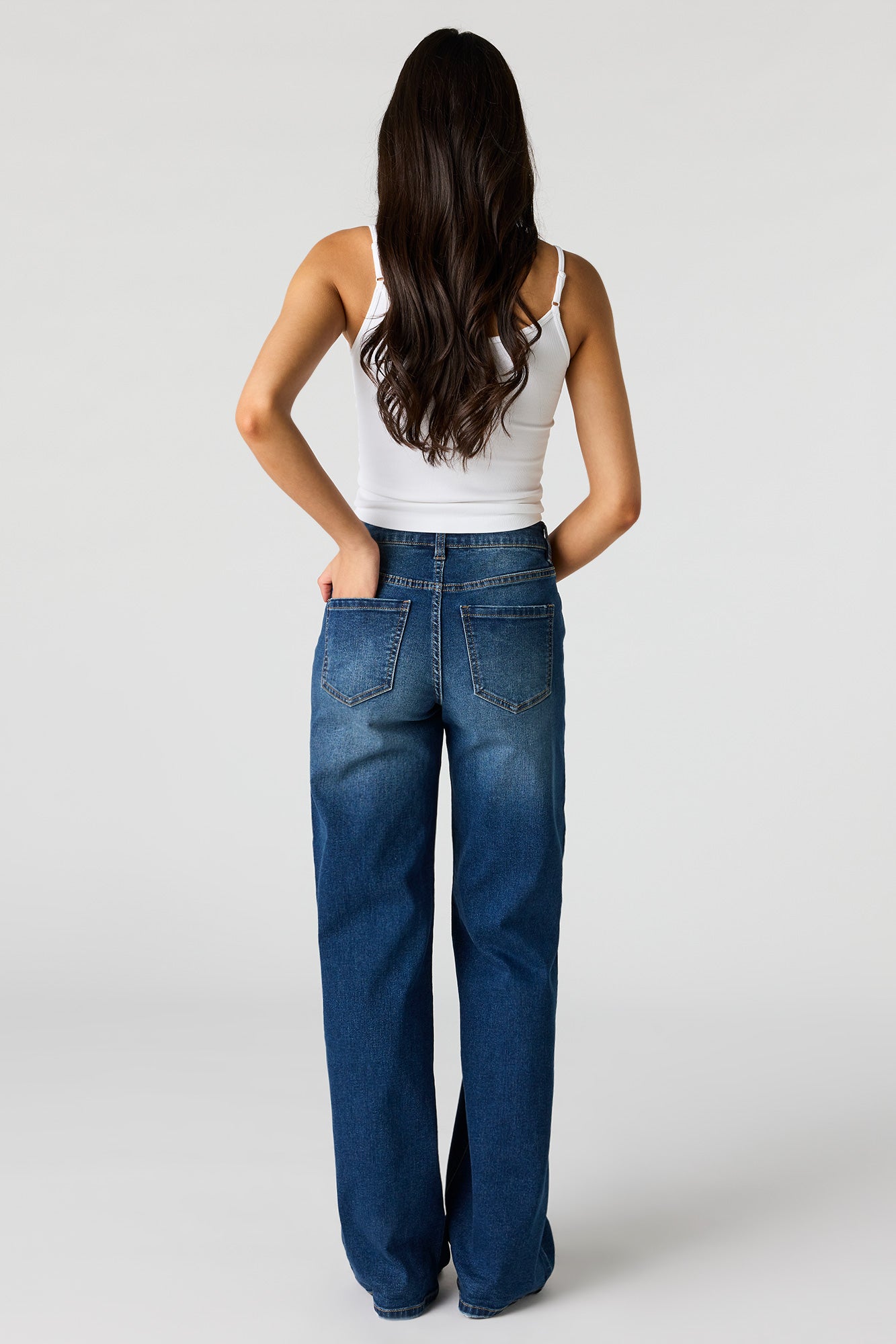 Paris Stretch High Rise Wide Leg Dark Jean
