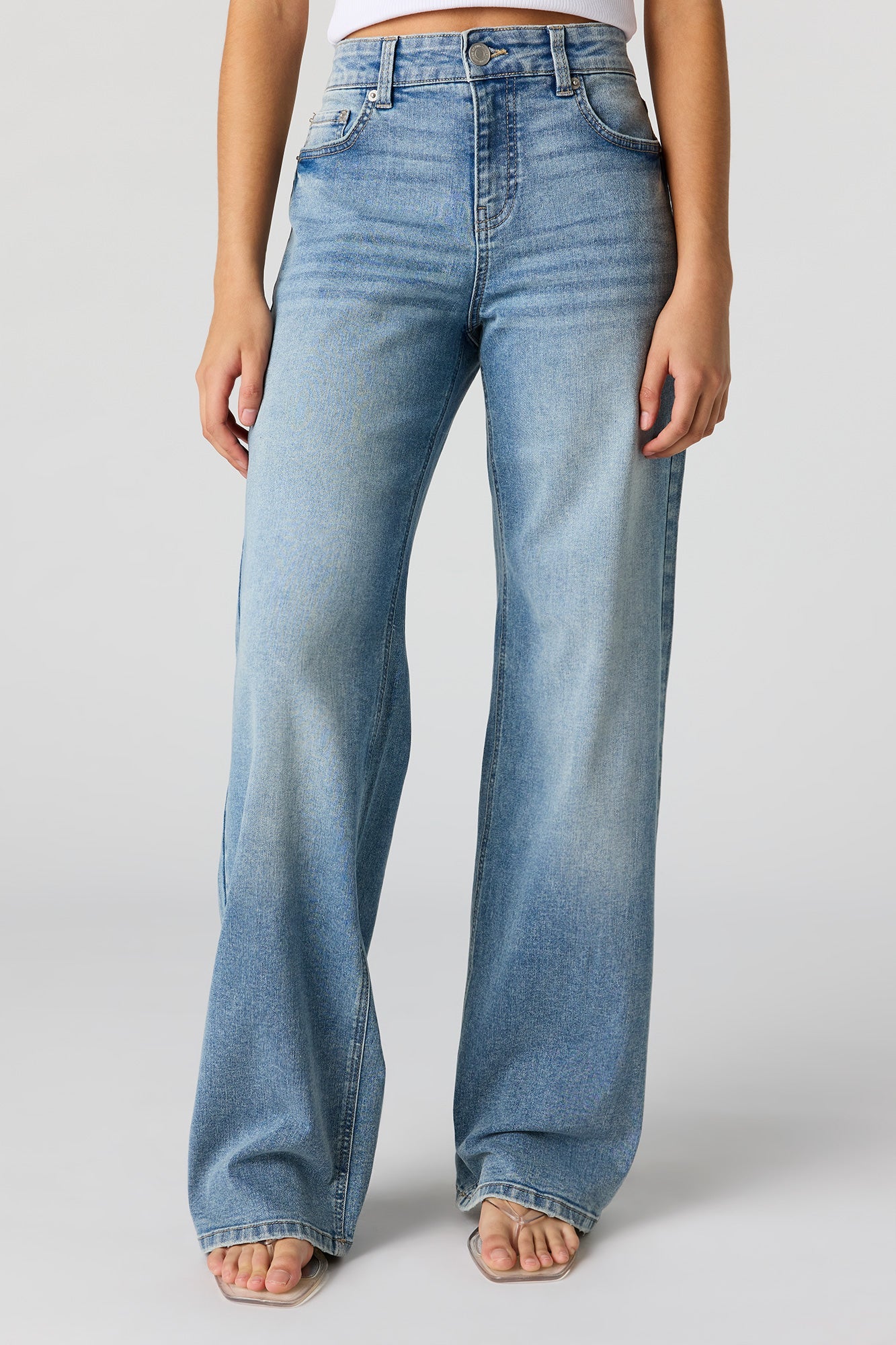 Paris Stretch High Rise Wide Leg Medium Jean