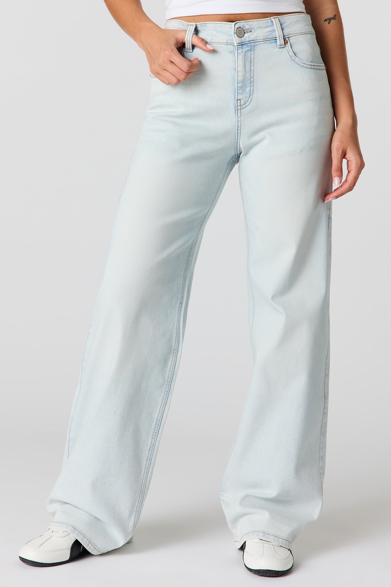 Paris Stretch High Rise Wide Leg Light Jean