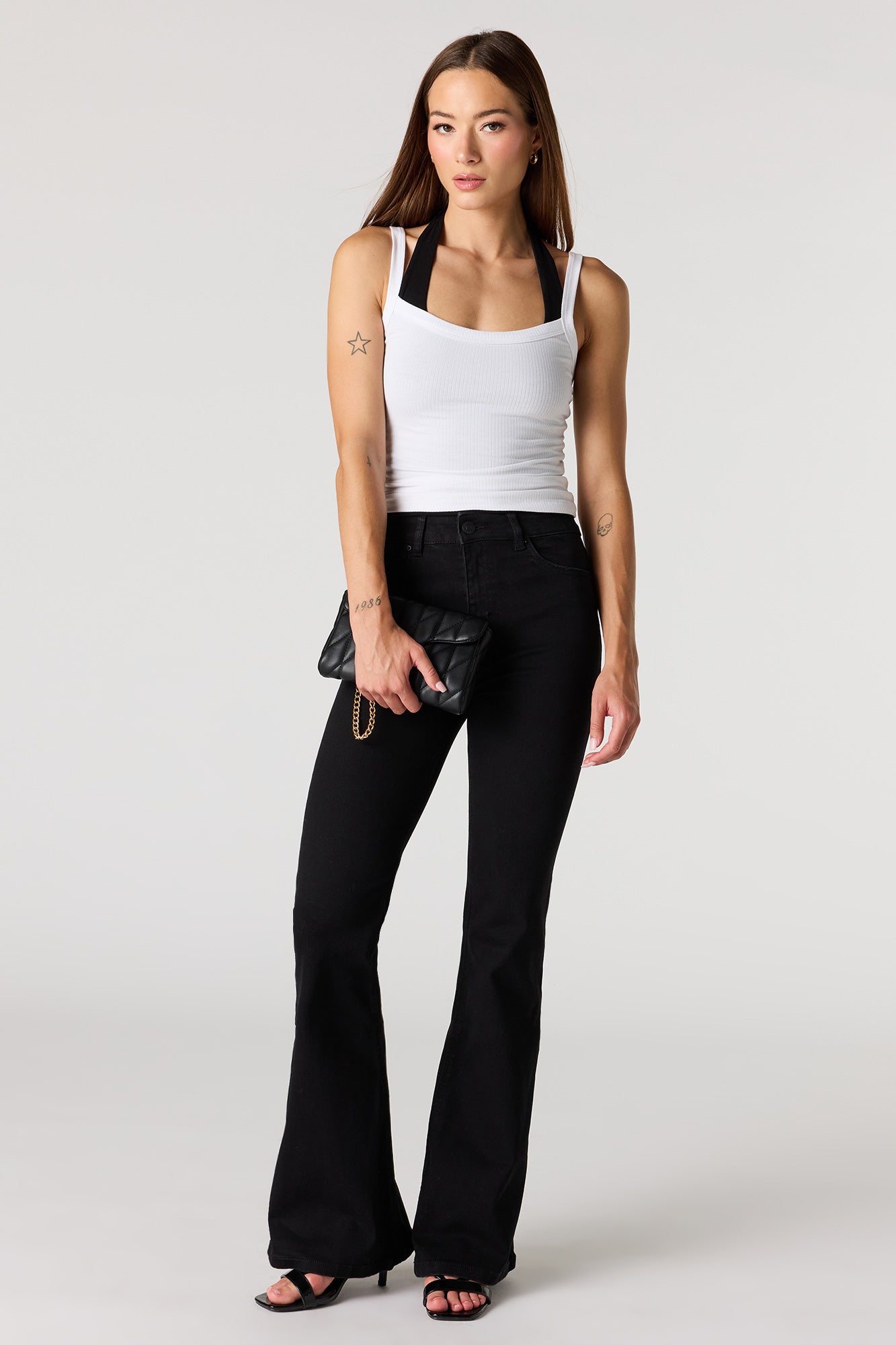 Stretch High Rise Flare Black Jean