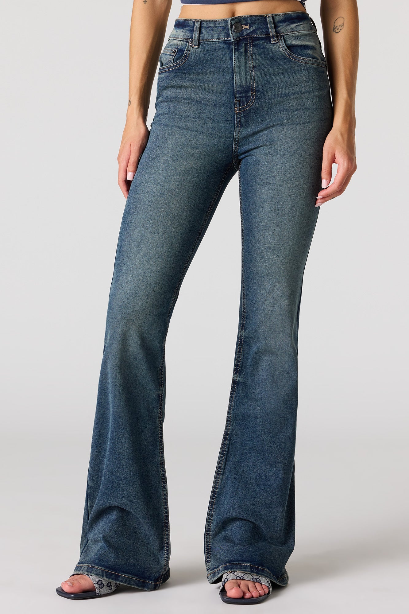 Stretch High Rise Flare Vintage Medium Jean
