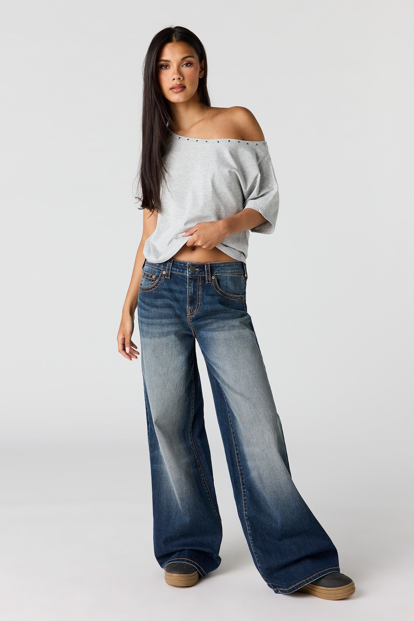Soho Stretch Low Rise Super Baggy Dark Jean