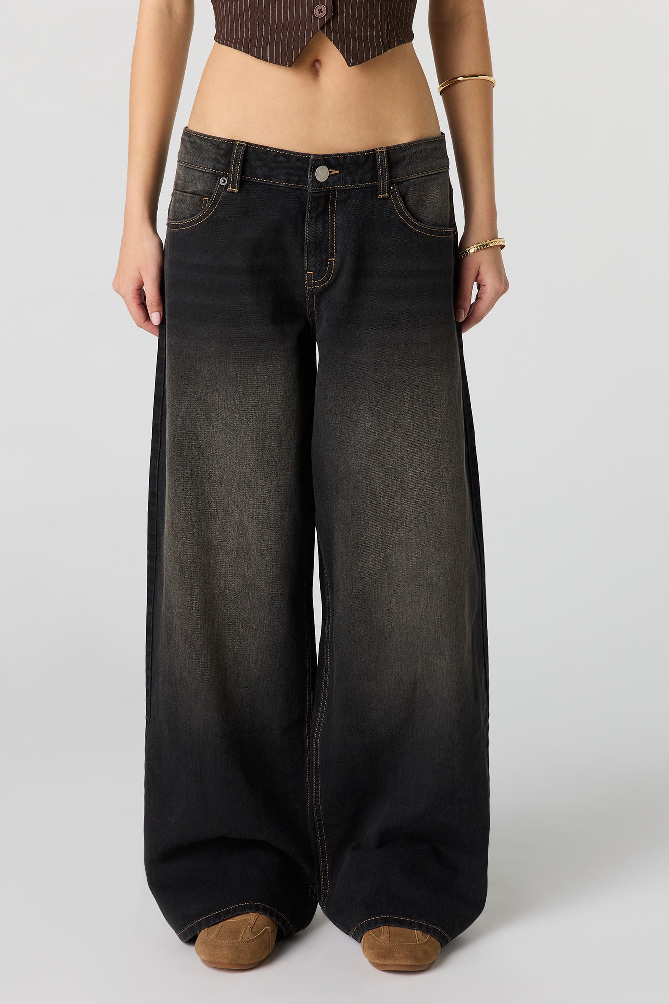 London Low Rise Super Baggy Washed Black Jean