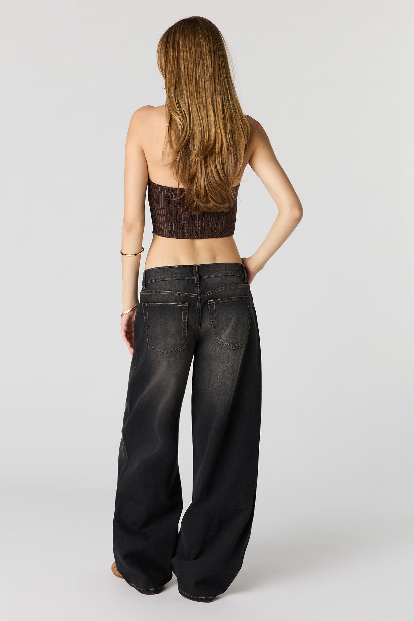 London Low Rise Super Baggy Washed Black Jean