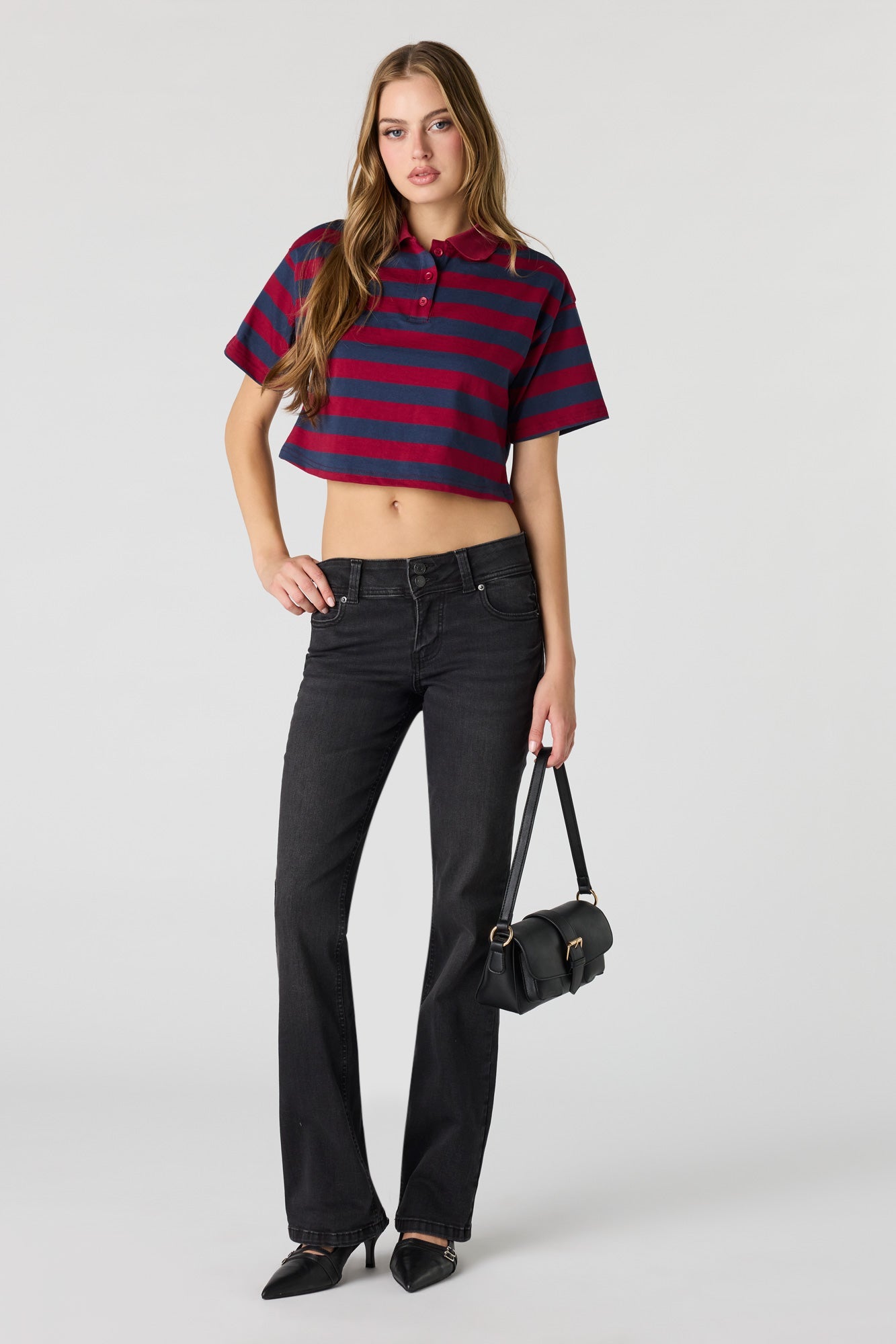 Stretch Low Rise Bootcut Washed Black Jean