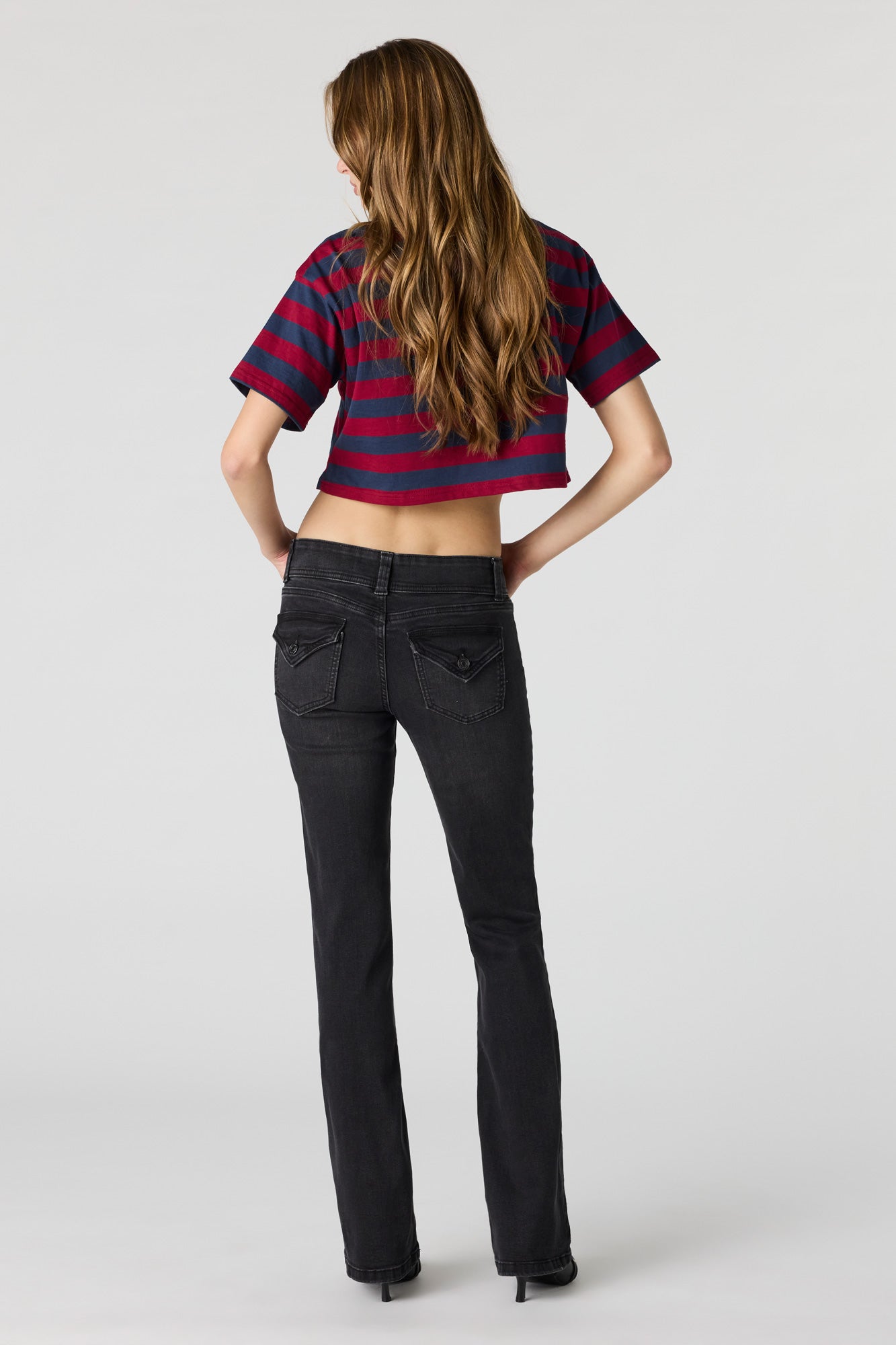 Stretch Low Rise Bootcut Washed Black Jean