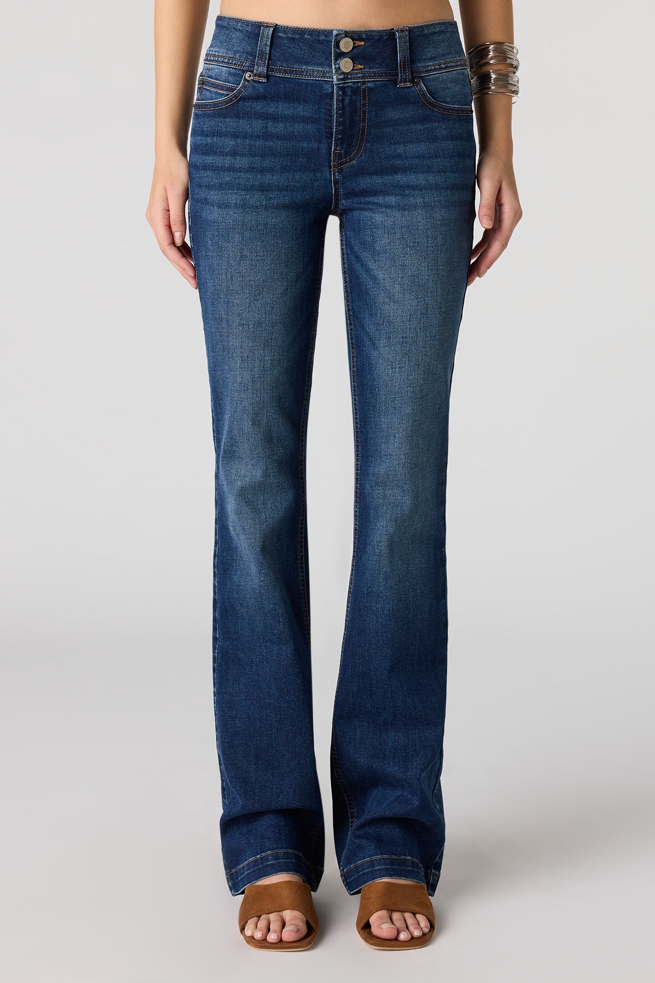 Stretch Low Rise Bootcut Dark Jean
