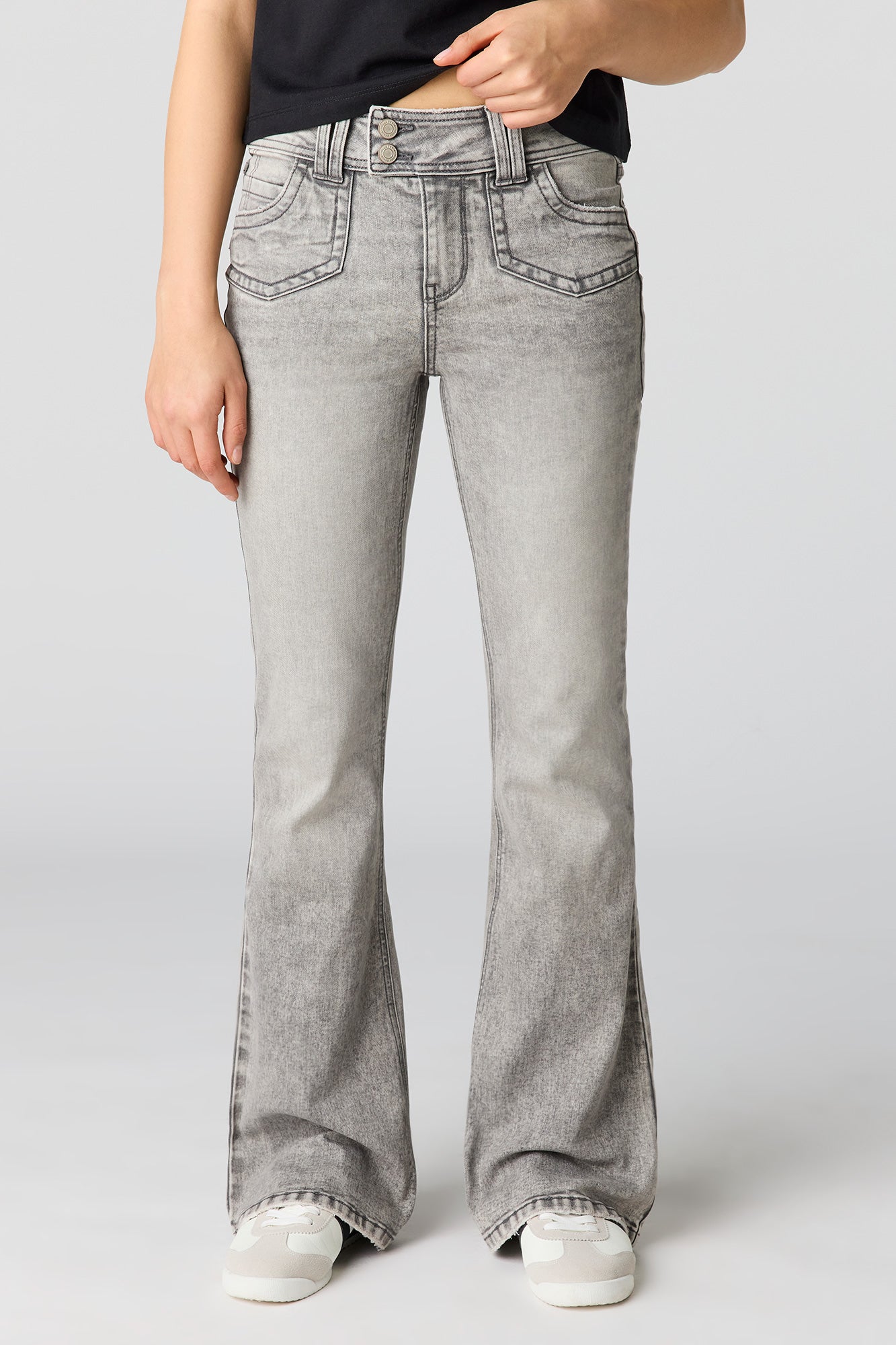 Mid Rise Flare Grey Jean