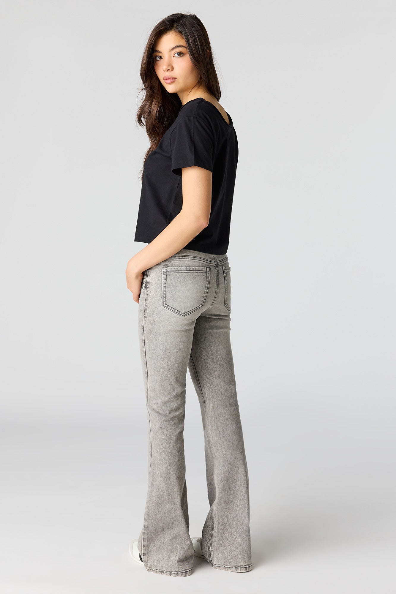Mid Rise Flare Grey Jean