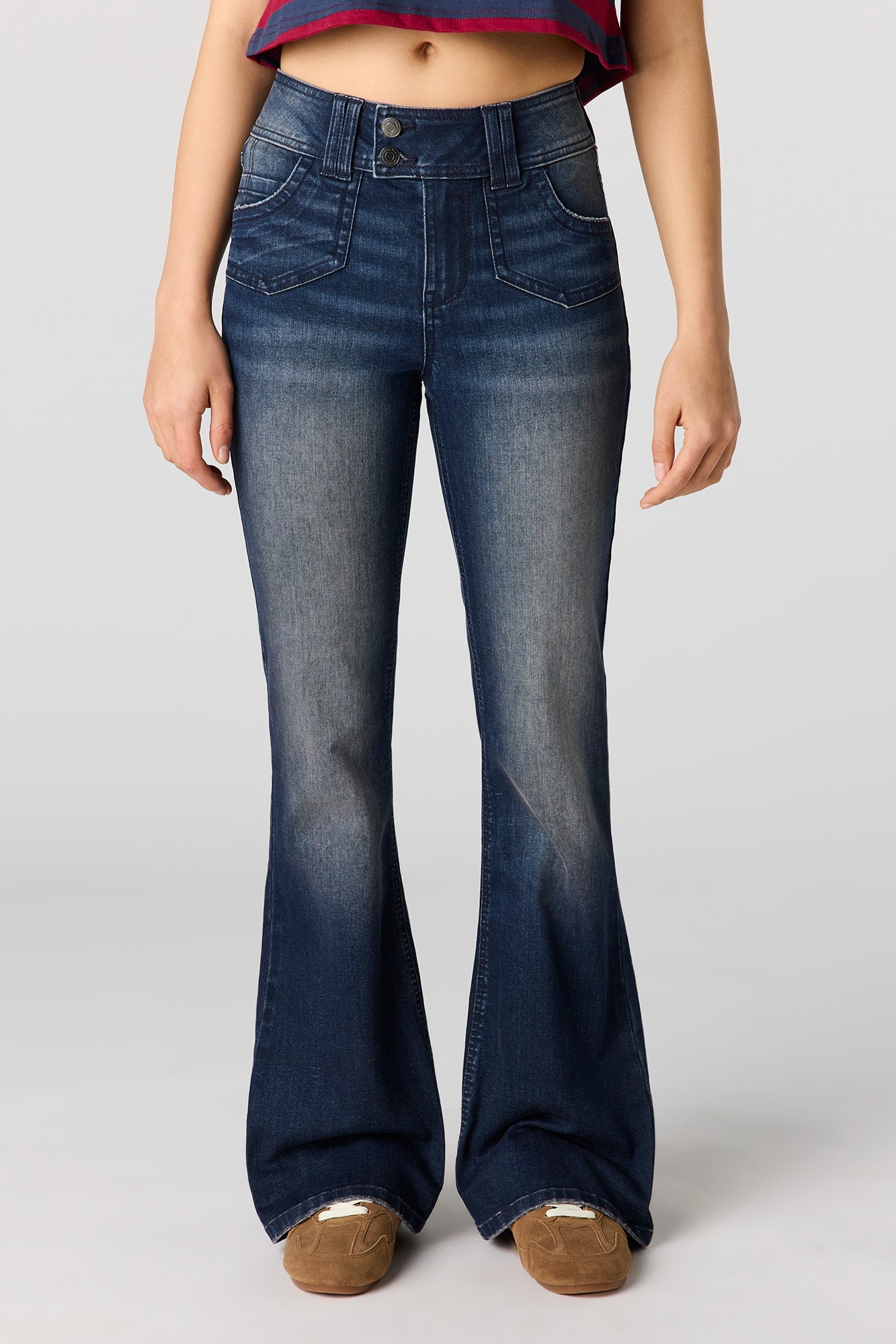 Mid Rise Flare Dark Jean