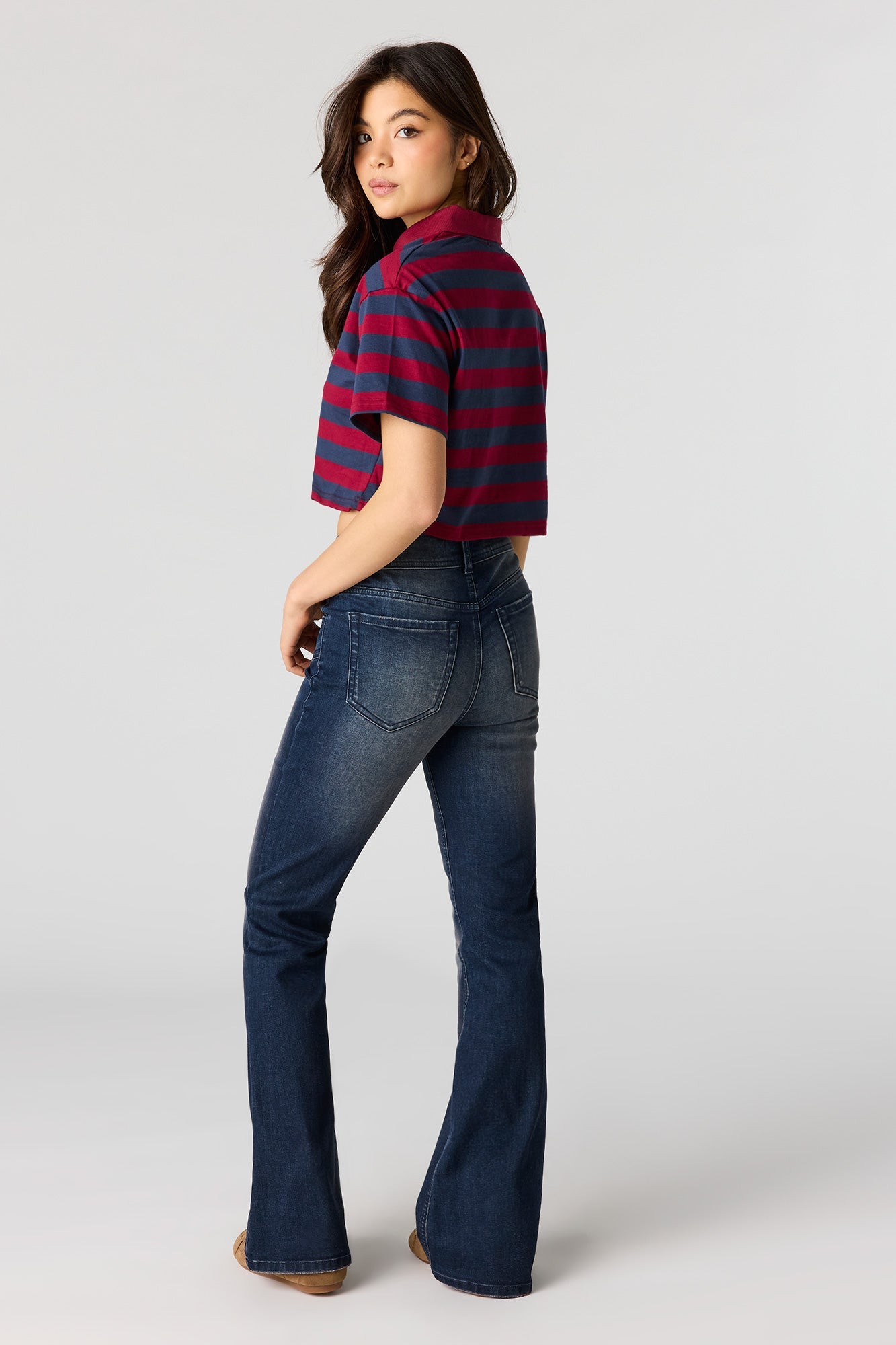 Mid Rise Flare Dark Jean