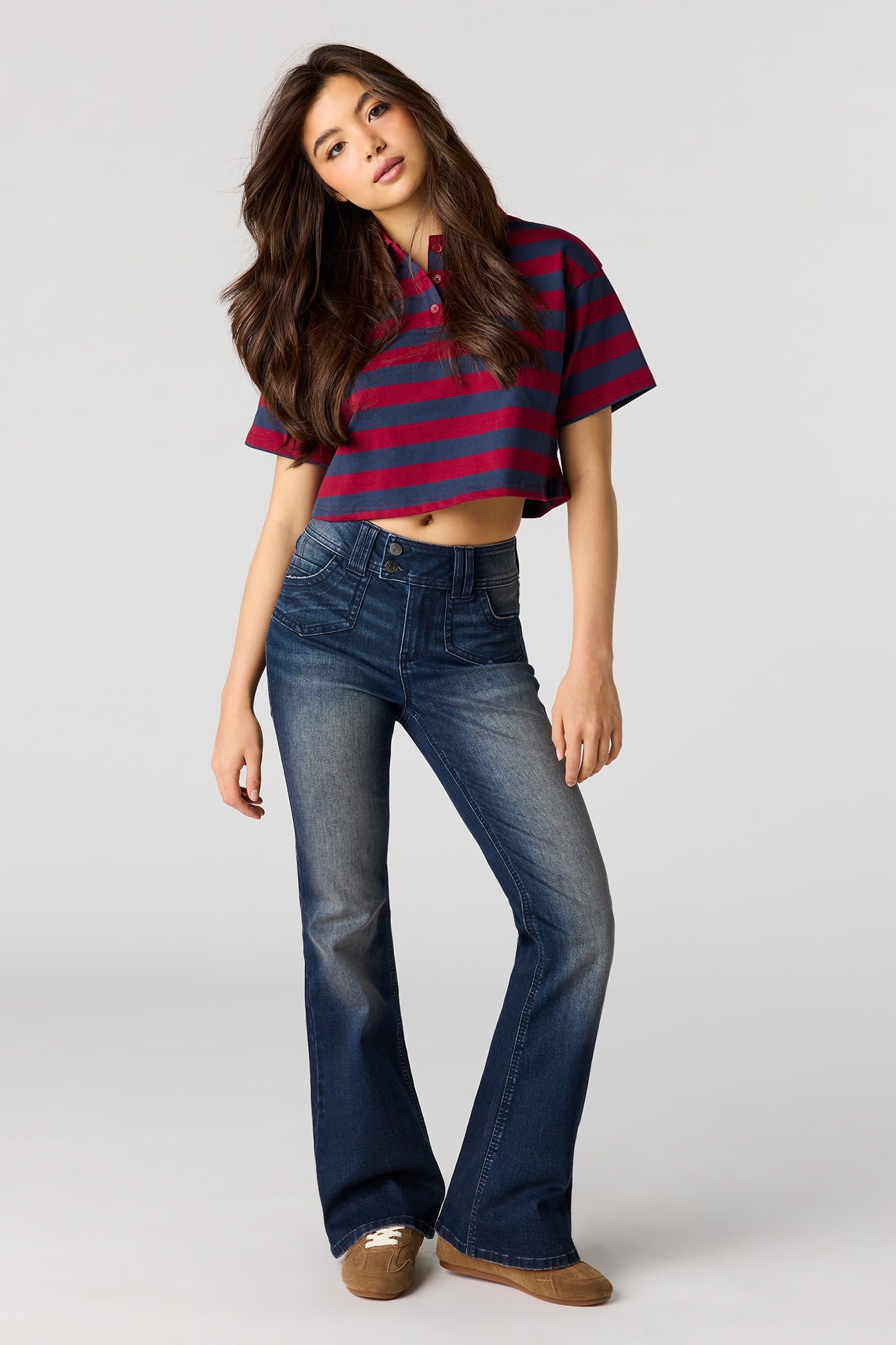 Mid Rise Flare Dark Jean