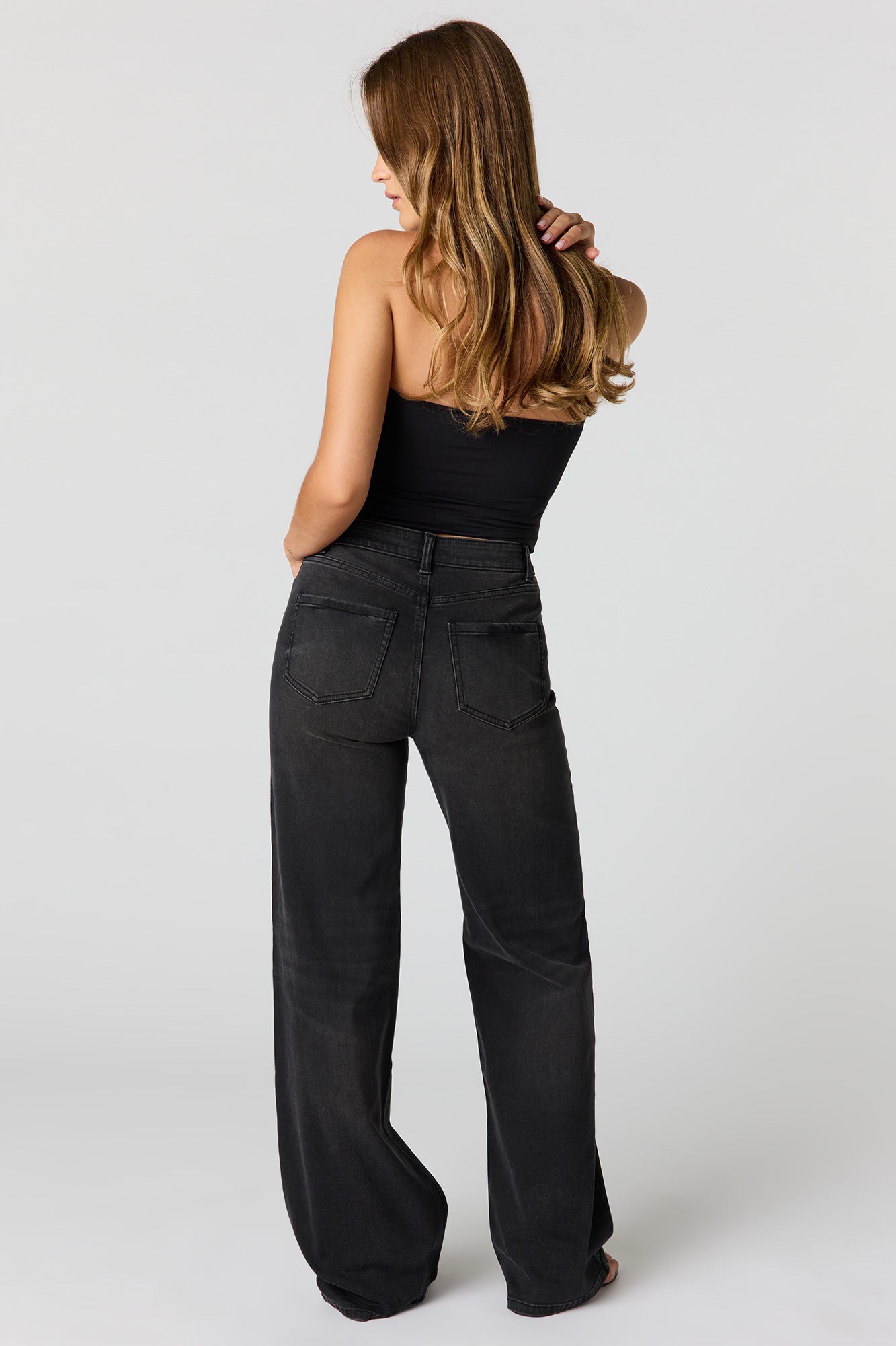Paris Stretch High Rise Wide Leg Black Jean