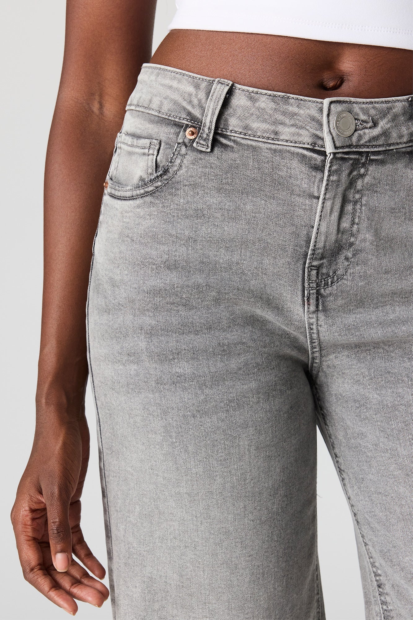 Paris Stretch High Rise Wide Leg Grey Jean