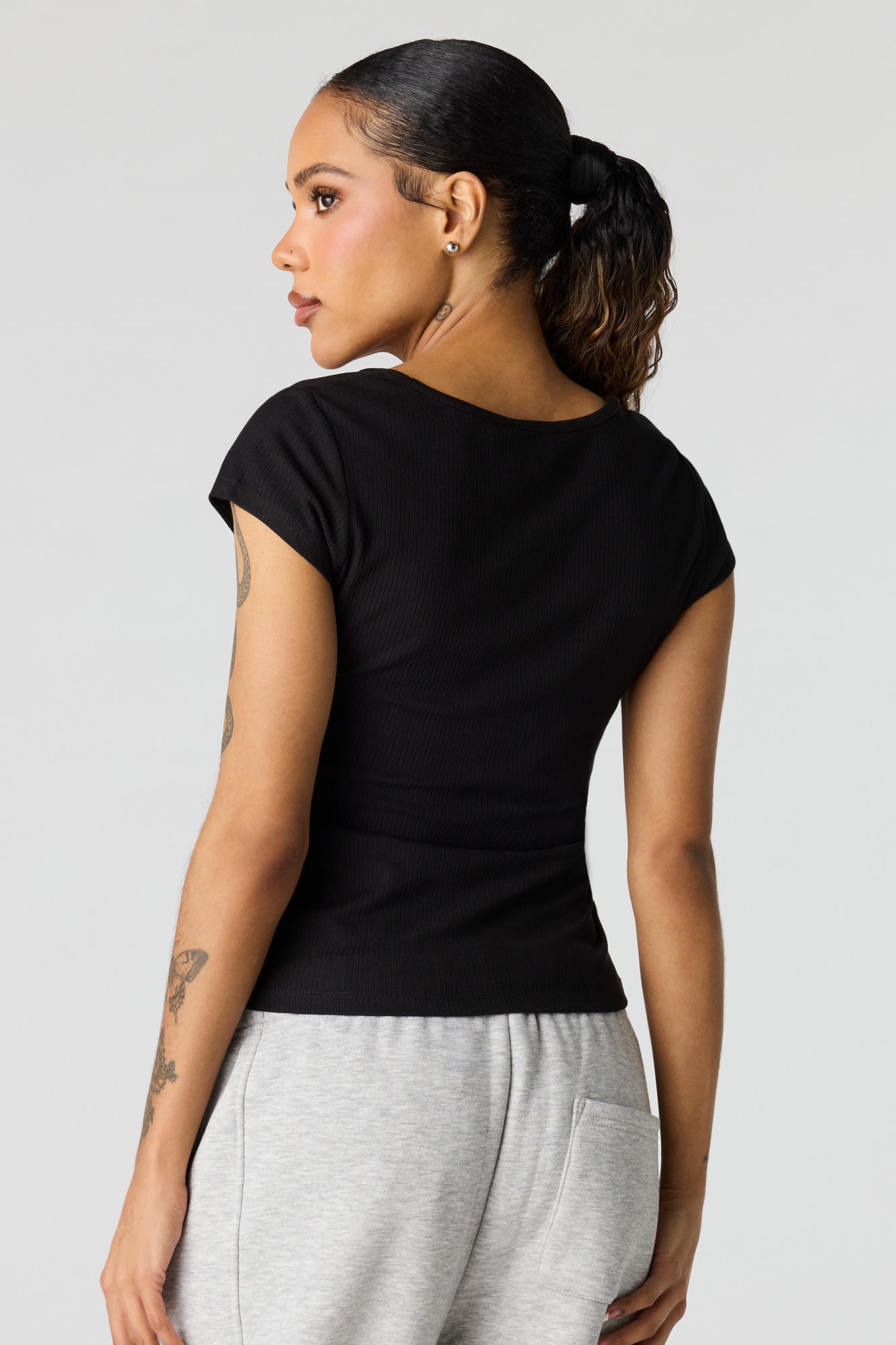 Scoop Neck Ribbed T-Shirt
