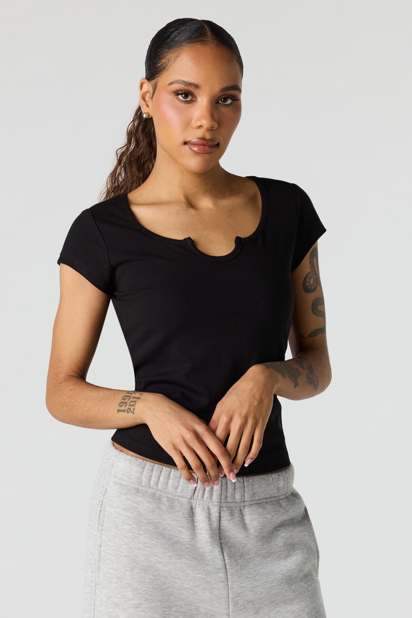 Scoop Neck Ribbed T-Shirt