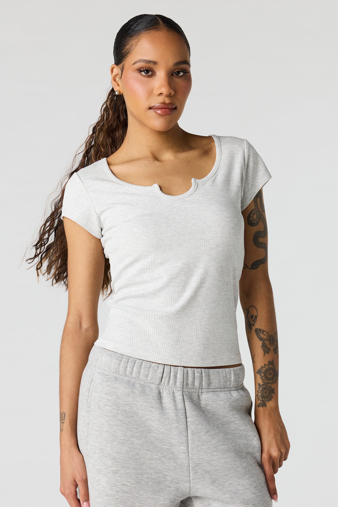 Scoop Neck Ribbed T-Shirt