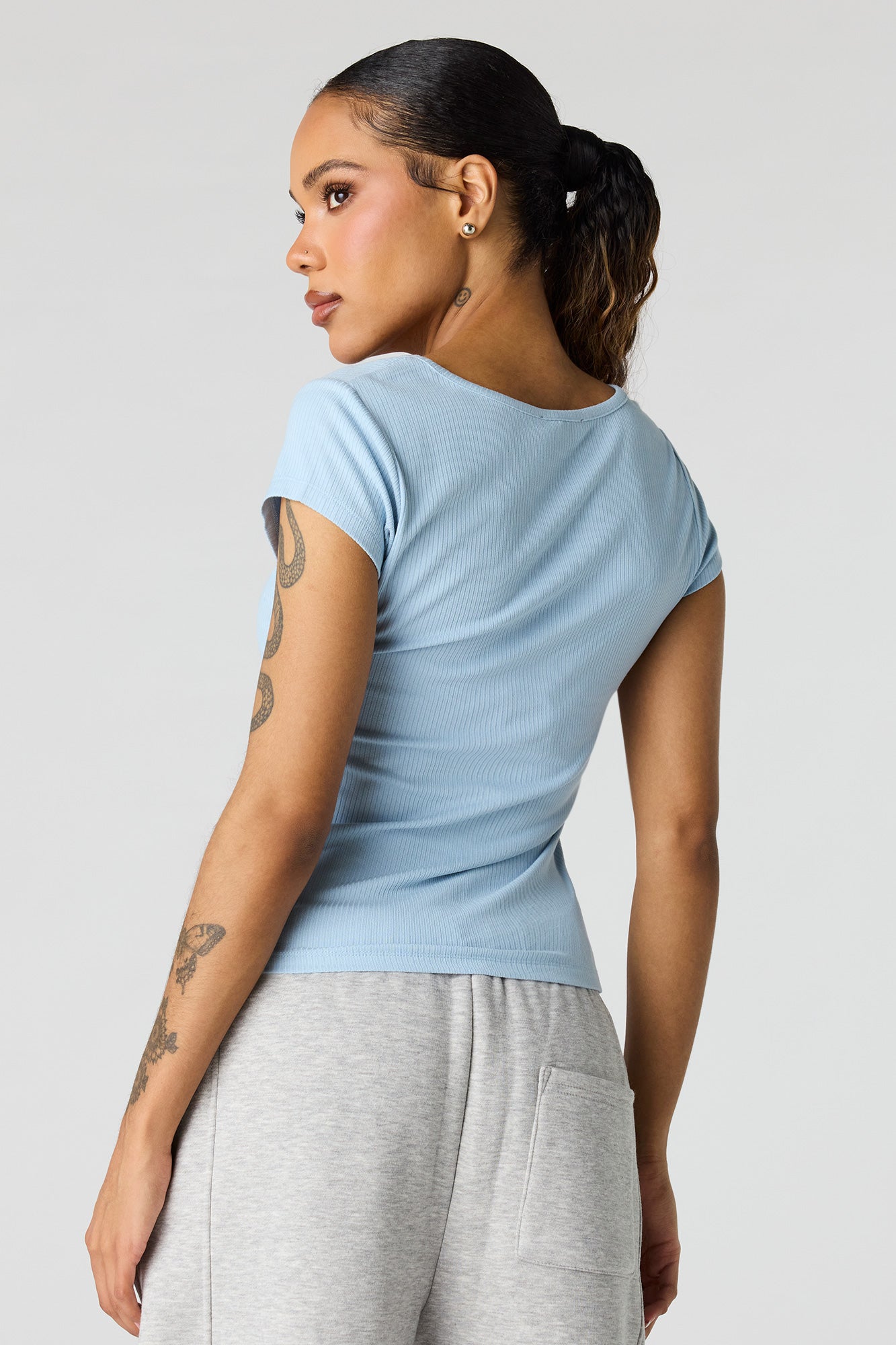 Scoop Neck Ribbed T-Shirt