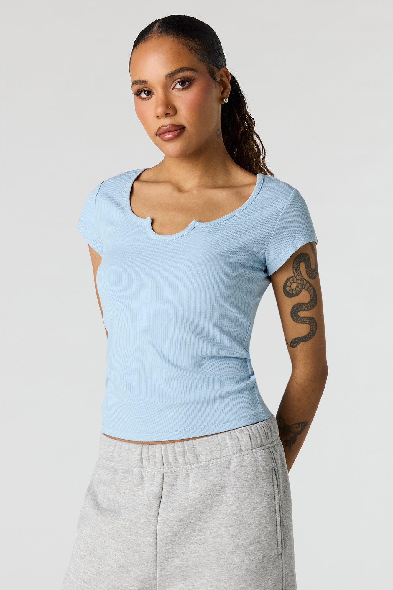 Scoop Neck Ribbed T-Shirt
