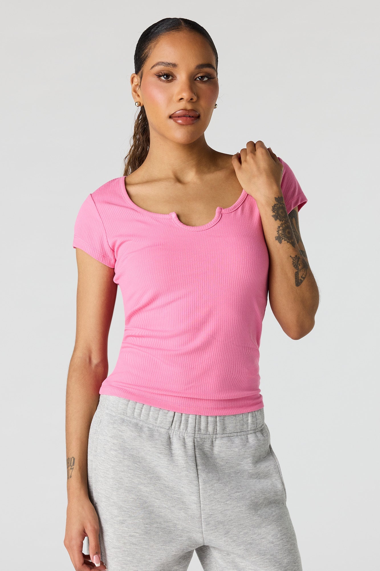 Scoop Neck Ribbed T-Shirt