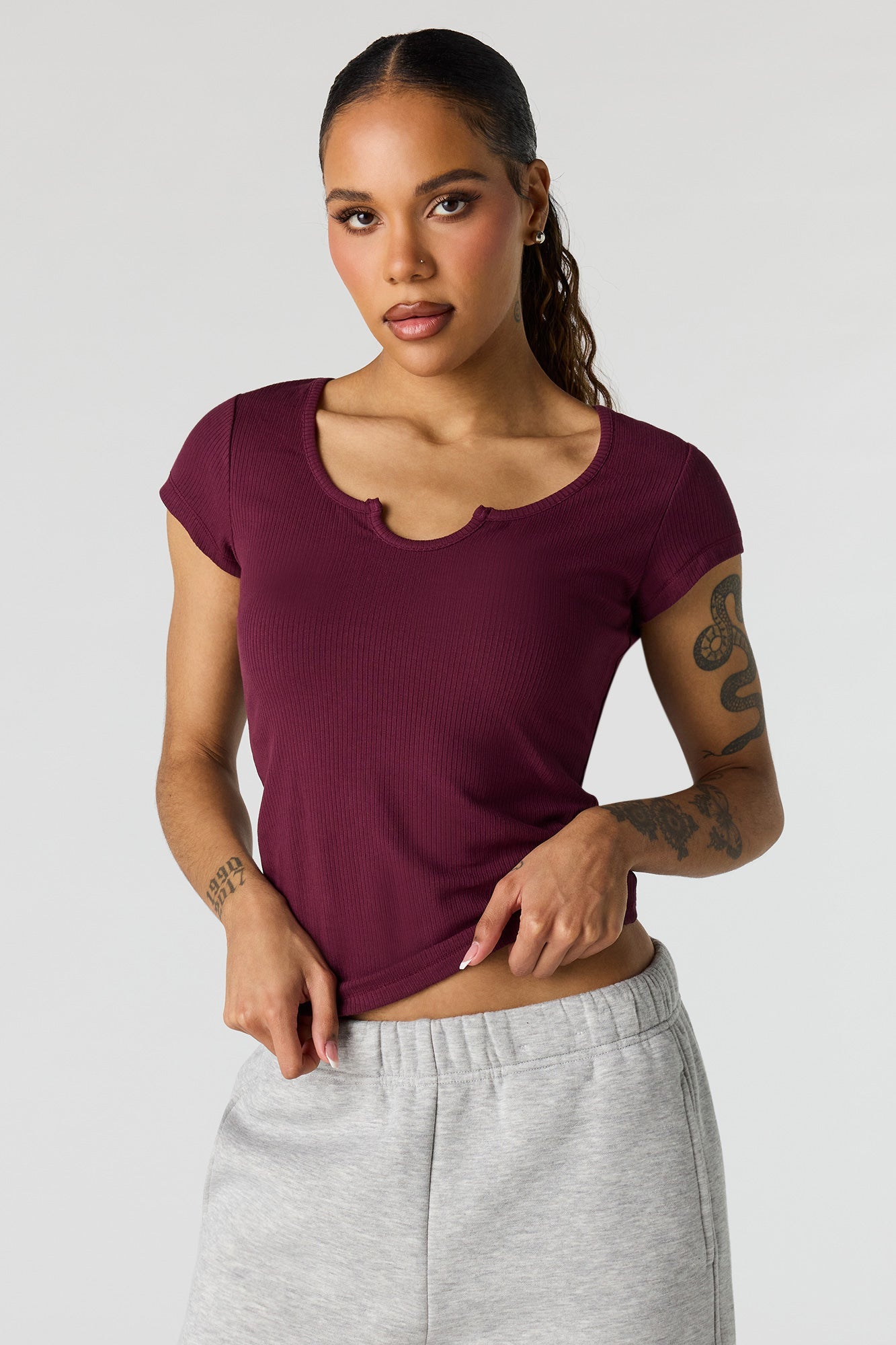 Scoop Neck Ribbed T-Shirt