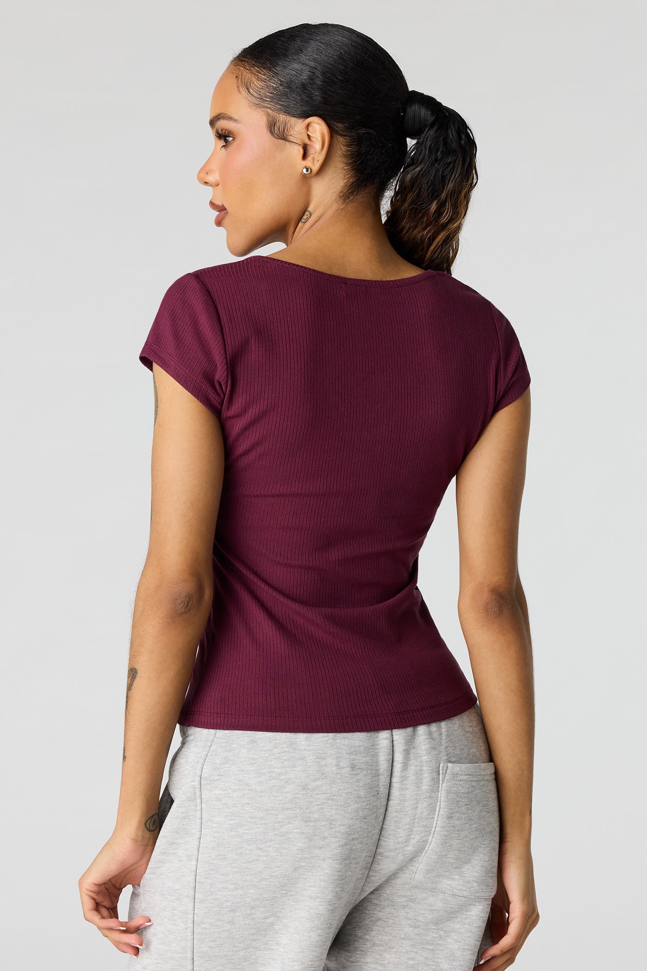 Scoop Neck Ribbed T-Shirt