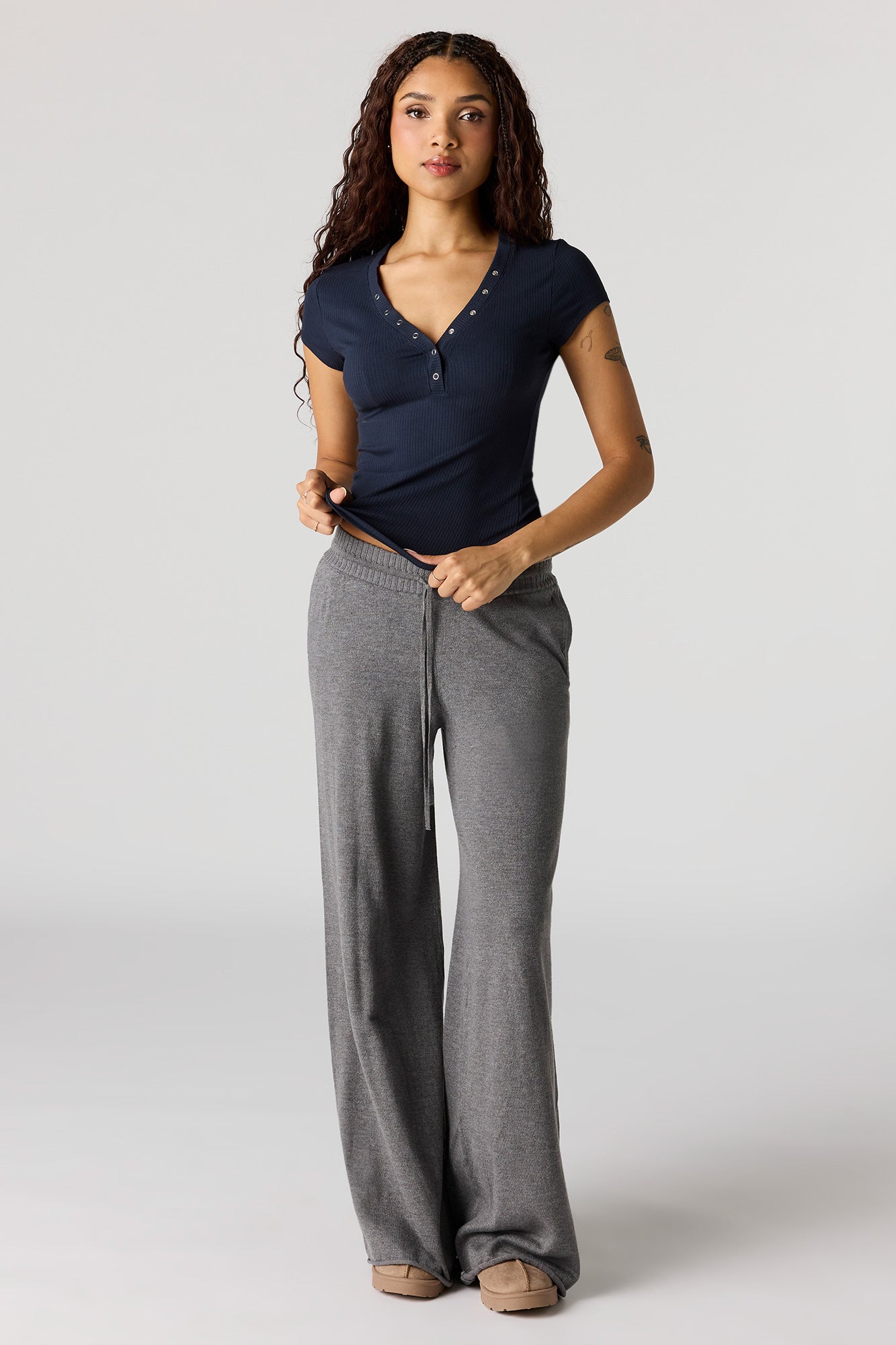 Ribbed Henley T-Shirt
