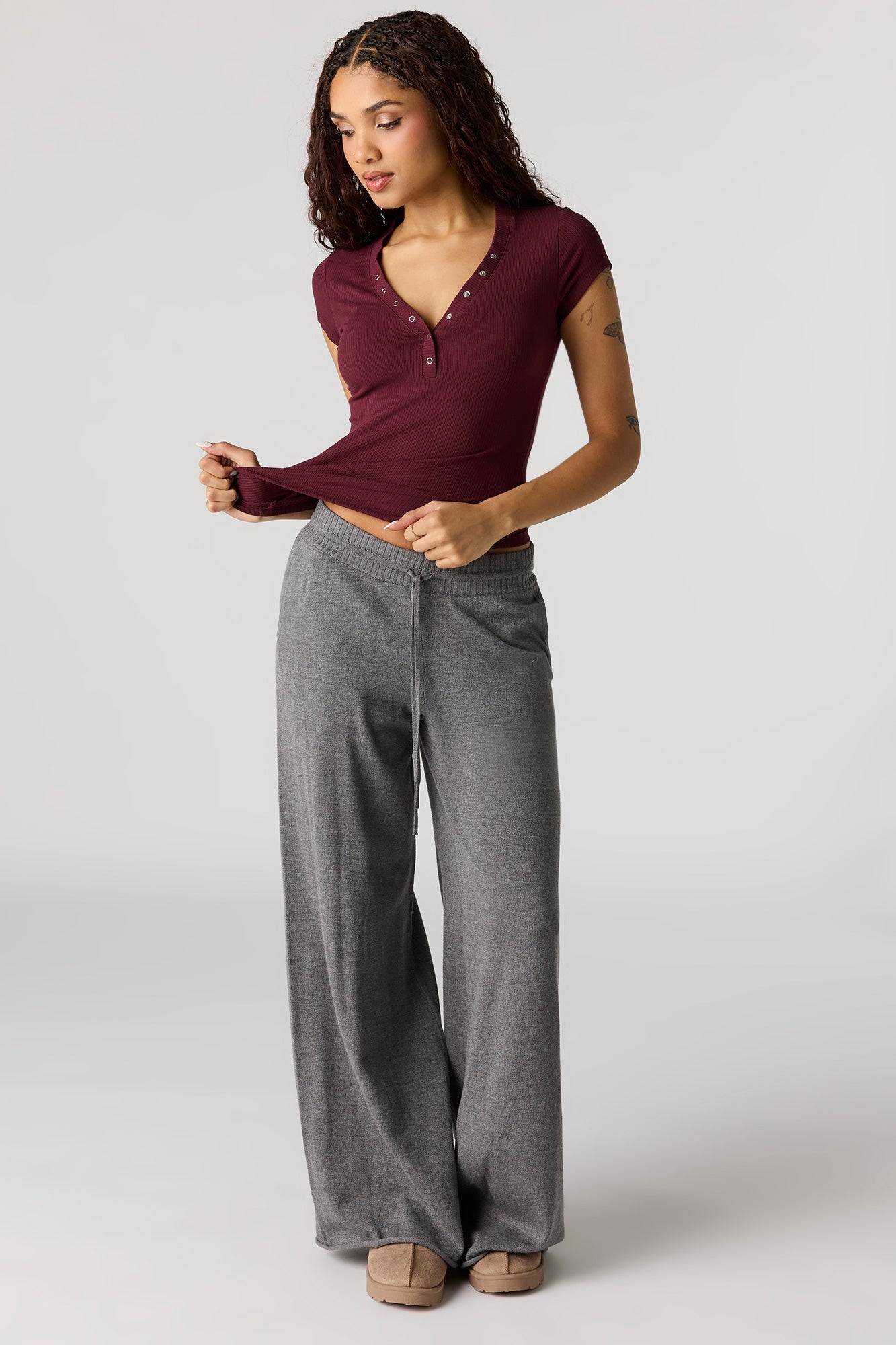Ribbed Henley T-Shirt