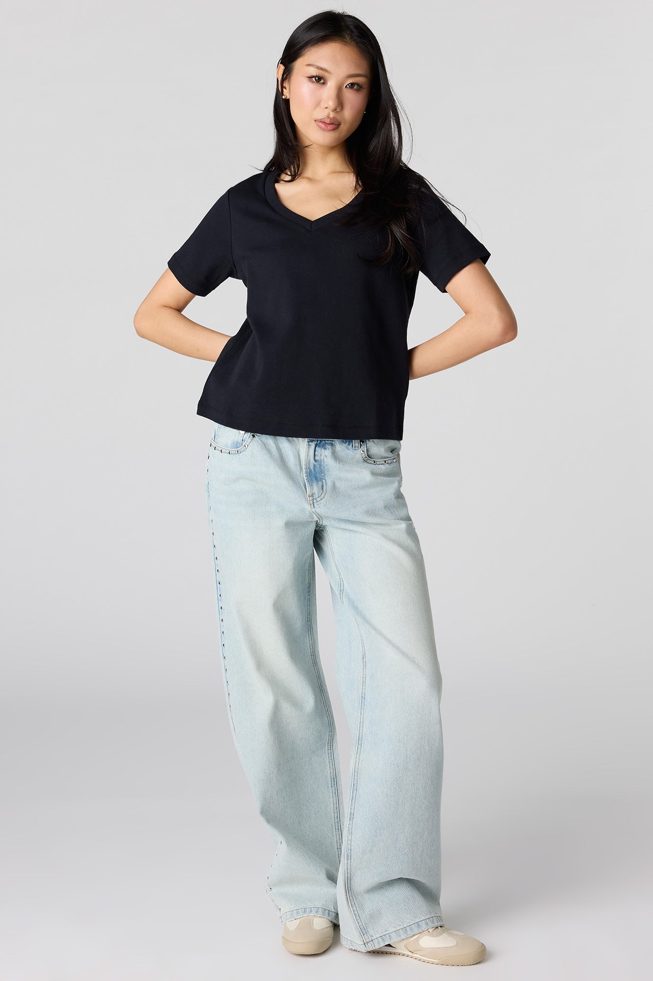 Luxe Heavy Cotton Boxy V-Neck T-Shirt
