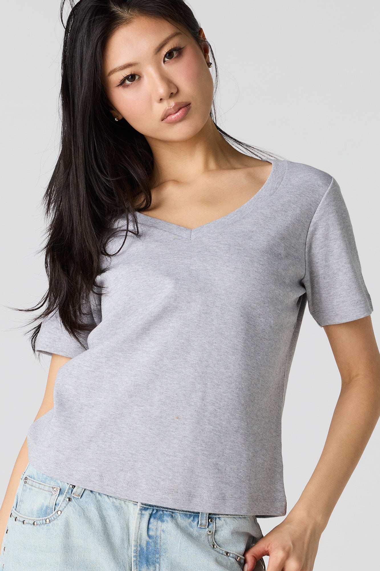 Luxe Heavy Cotton Boxy V-Neck T-Shirt