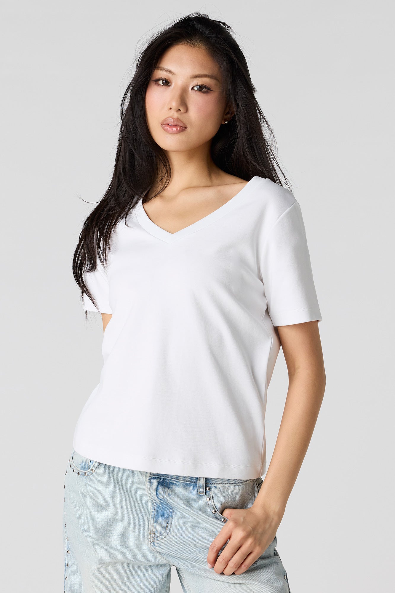 Luxe Heavy Cotton Boxy V-Neck T-Shirt