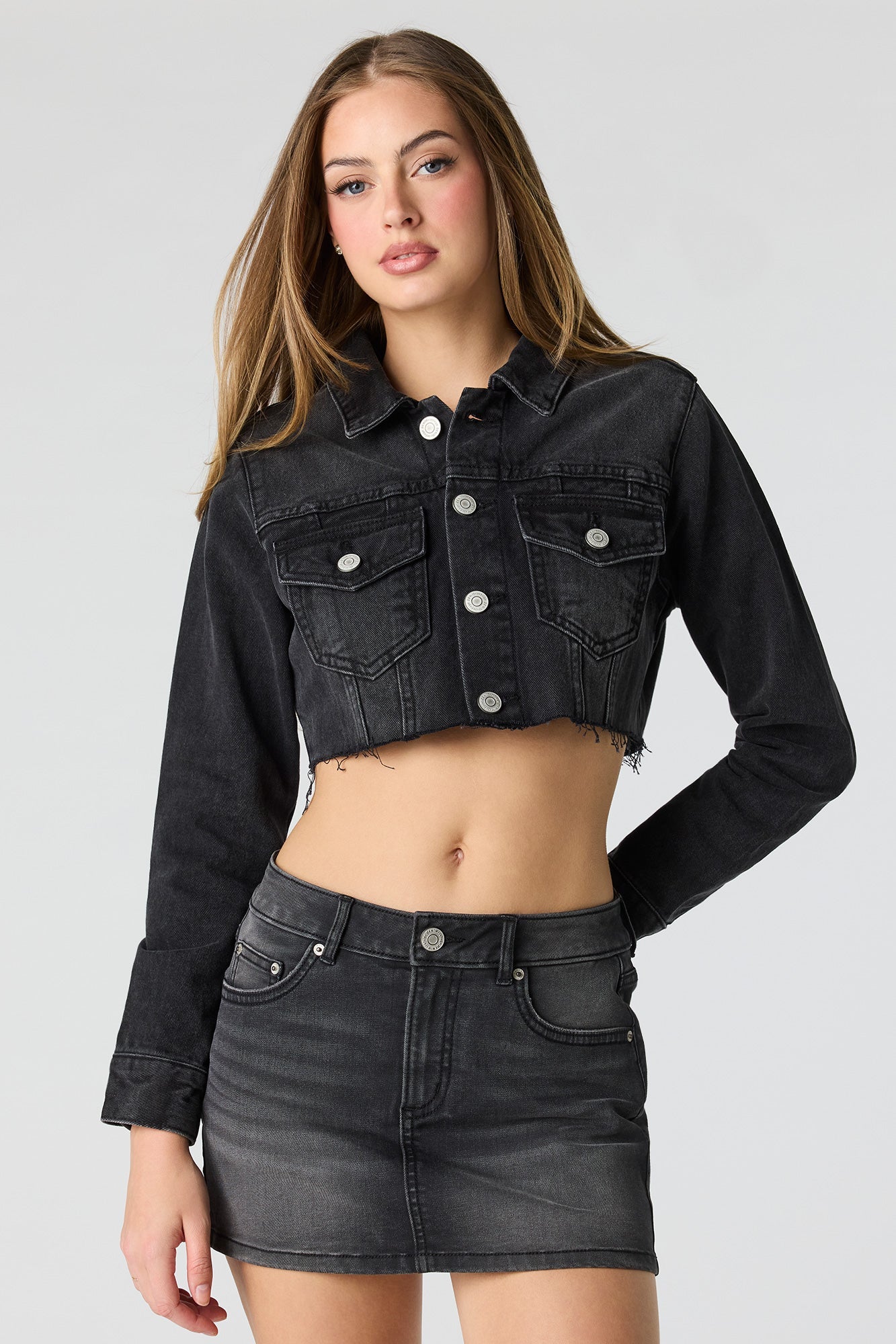 Ripped Cropped Denim Jacket