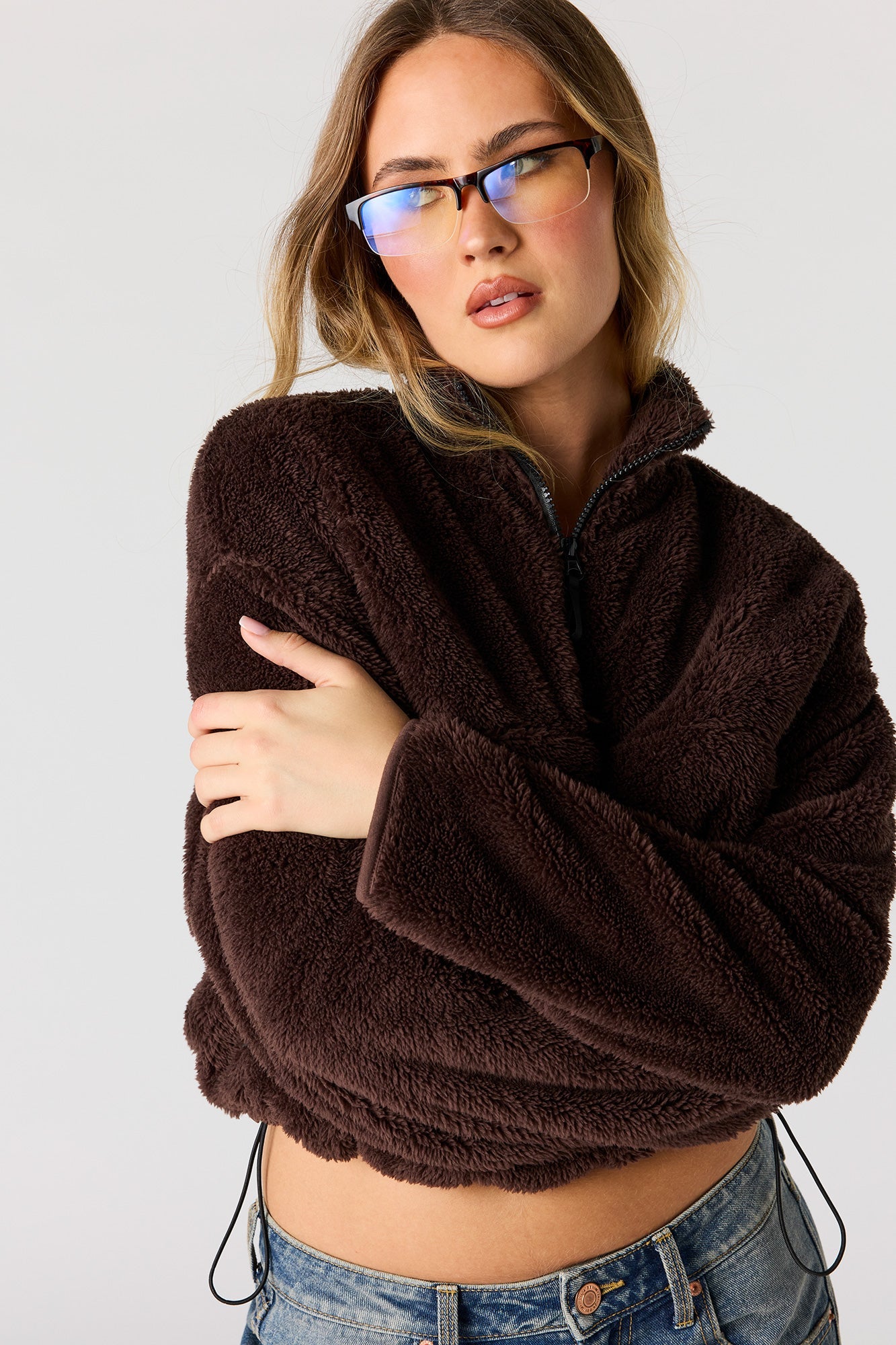 Sherpa Fleece Quarter Zip Sweater