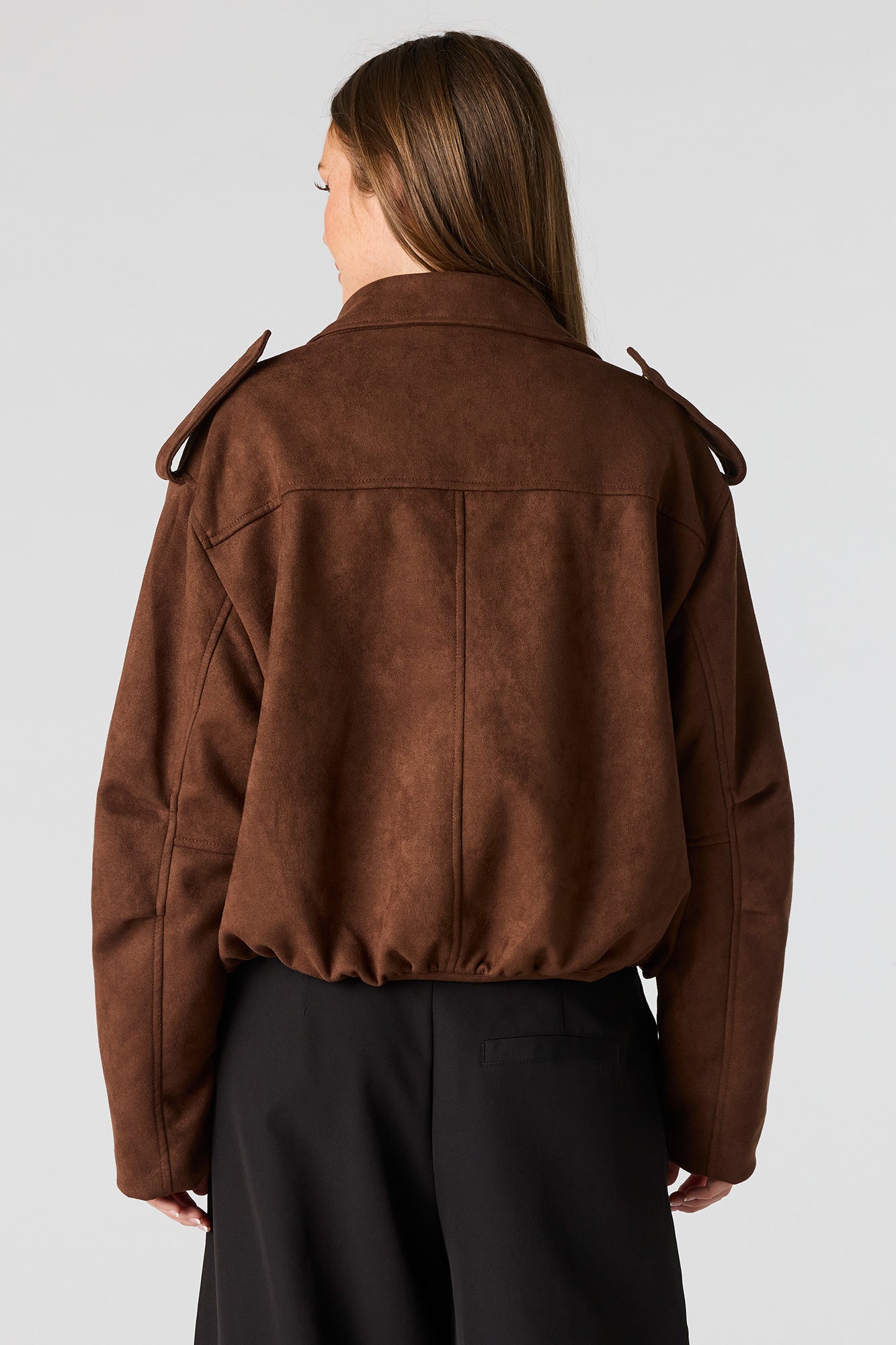 Faux Suede Bomber Jacket