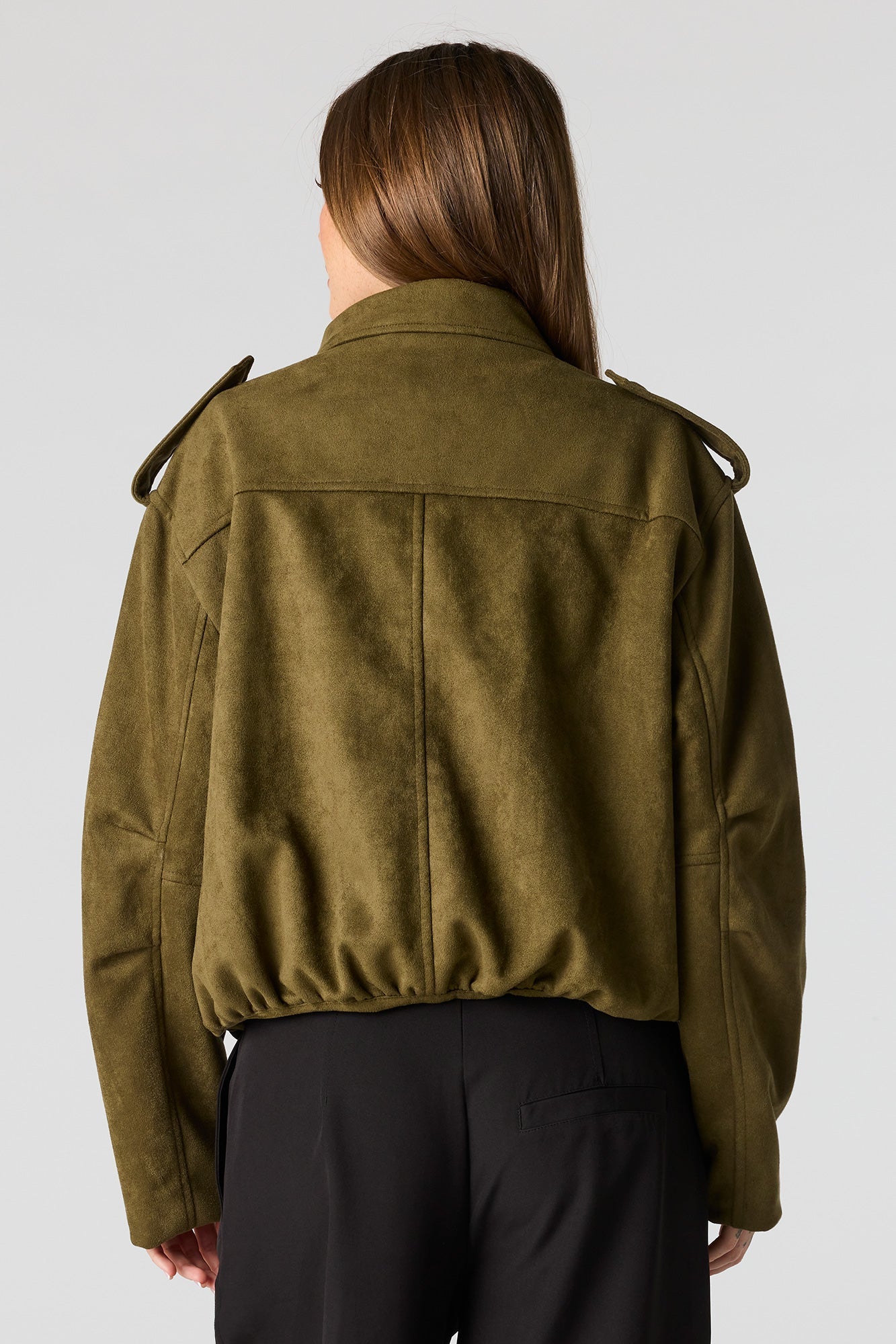 Faux Suede Bomber Jacket